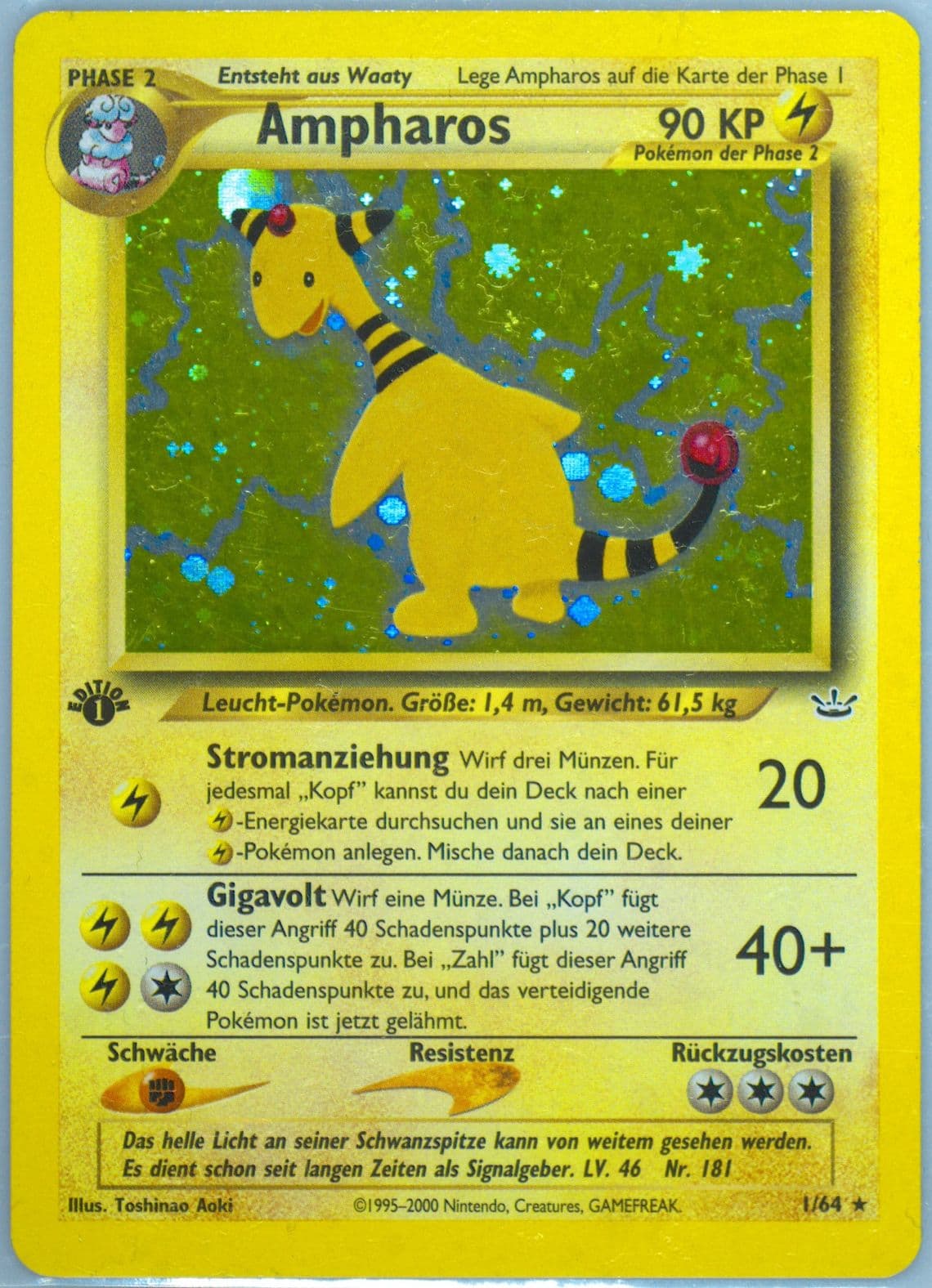 Ampharos-Holo 1st Edition (1) 2002 Pokemon German Neo Revelation