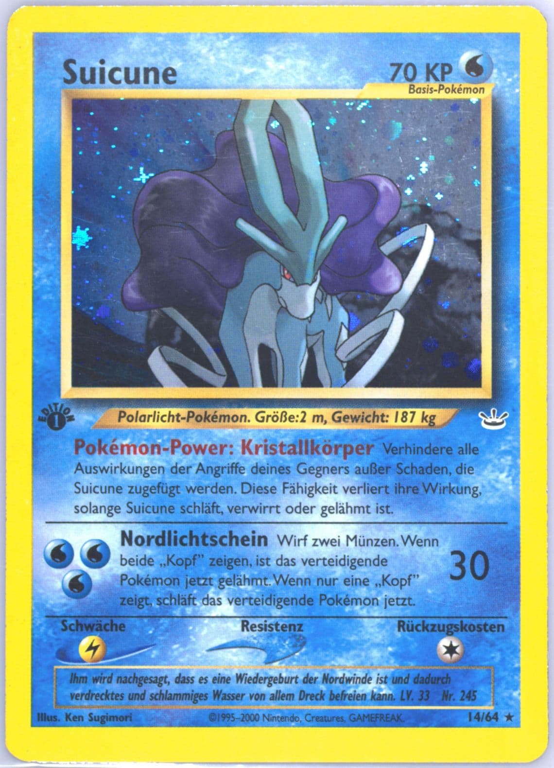 Suicune-Holo 1st Edition (14) 2002 Pokemon German Neo Revelation