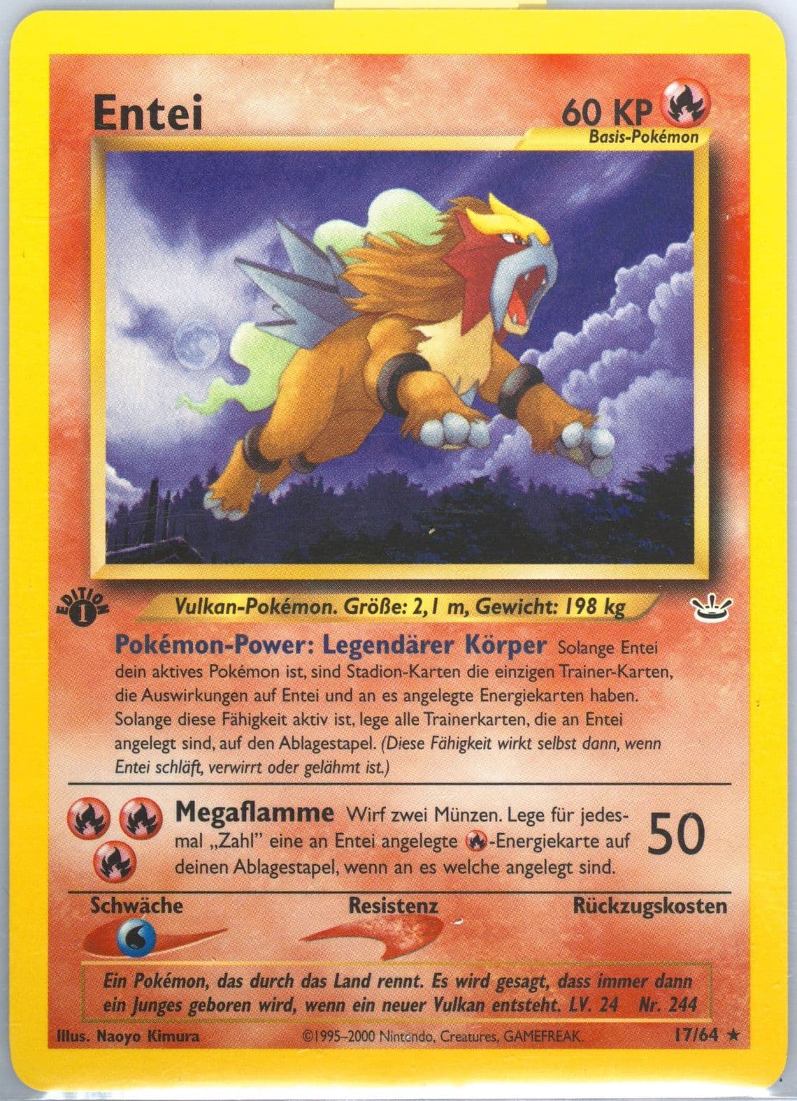 Entei 1st Edition (17) 2002 Pokemon German Neo Revelation