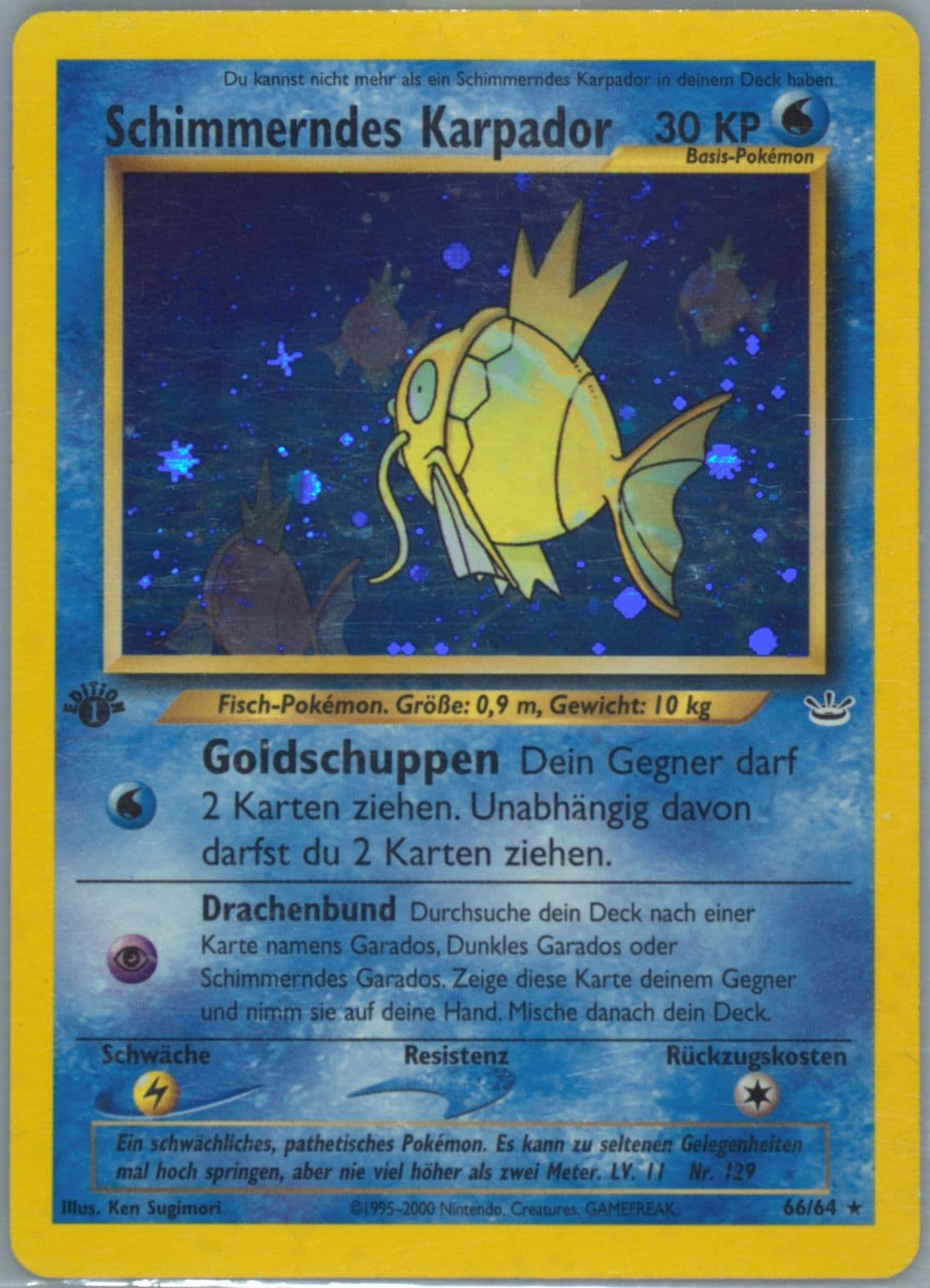 Schimmerndes Karpador-Holo 1st Edition (66) 2002 Pokemon German Neo Revelation