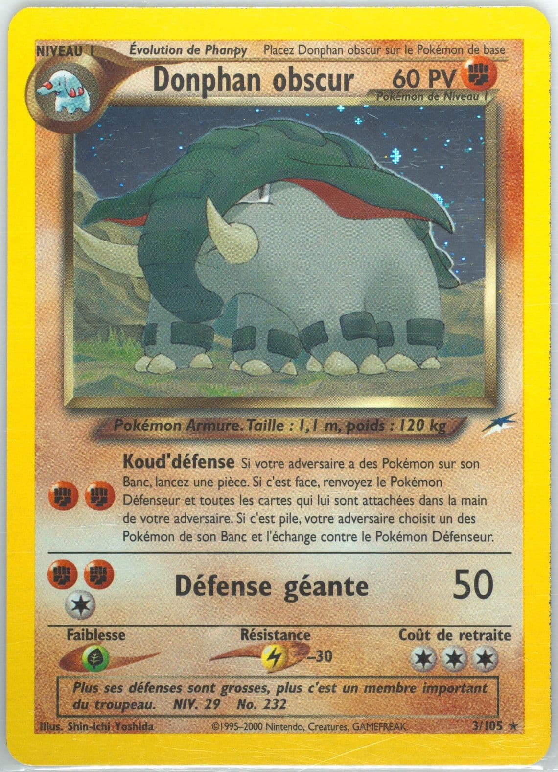 Donphan Obscur-Holo French (3) 2002 Pokemon Neo Destiny