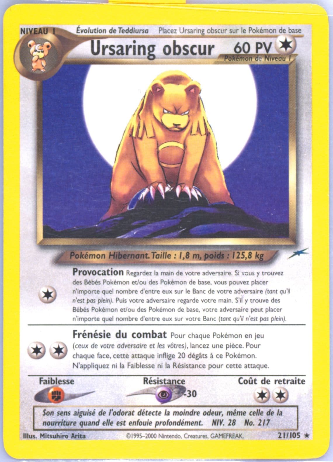 Ursaring Obscur French (21) 2002 Pokemon Neo Destiny