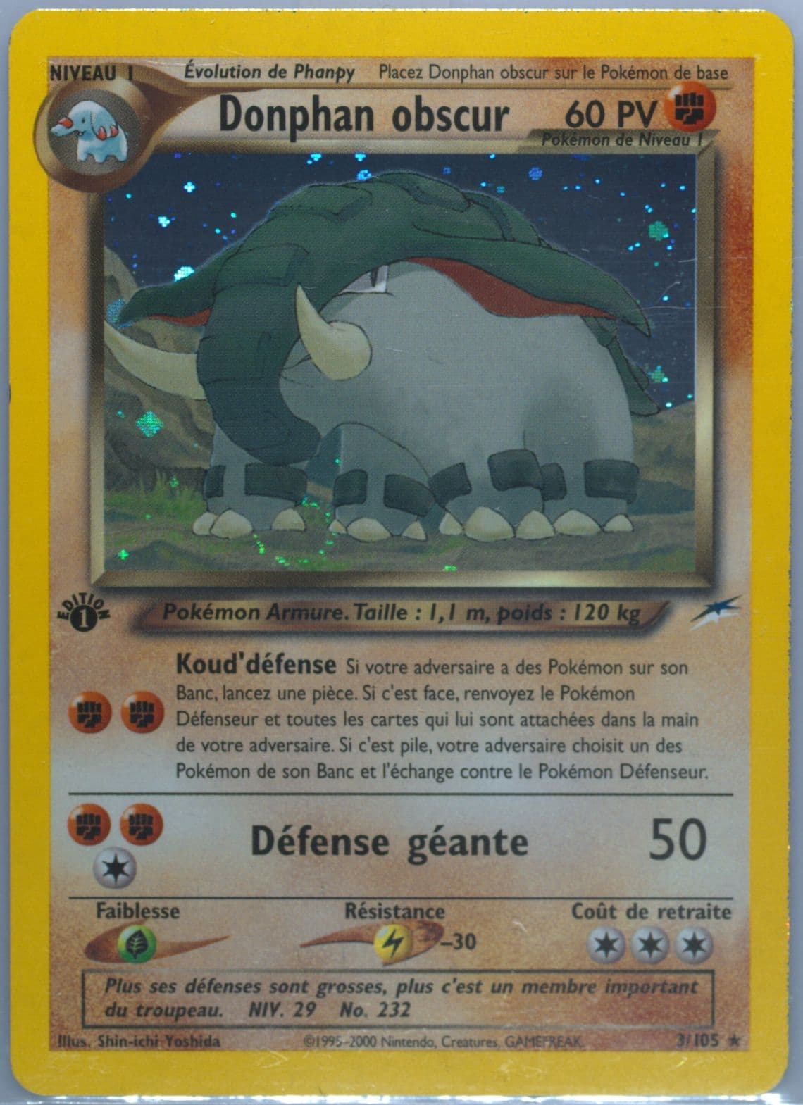 Donphan Obscur-Holo French-1st Edition (3) 2002 Pokemon Neo Destiny