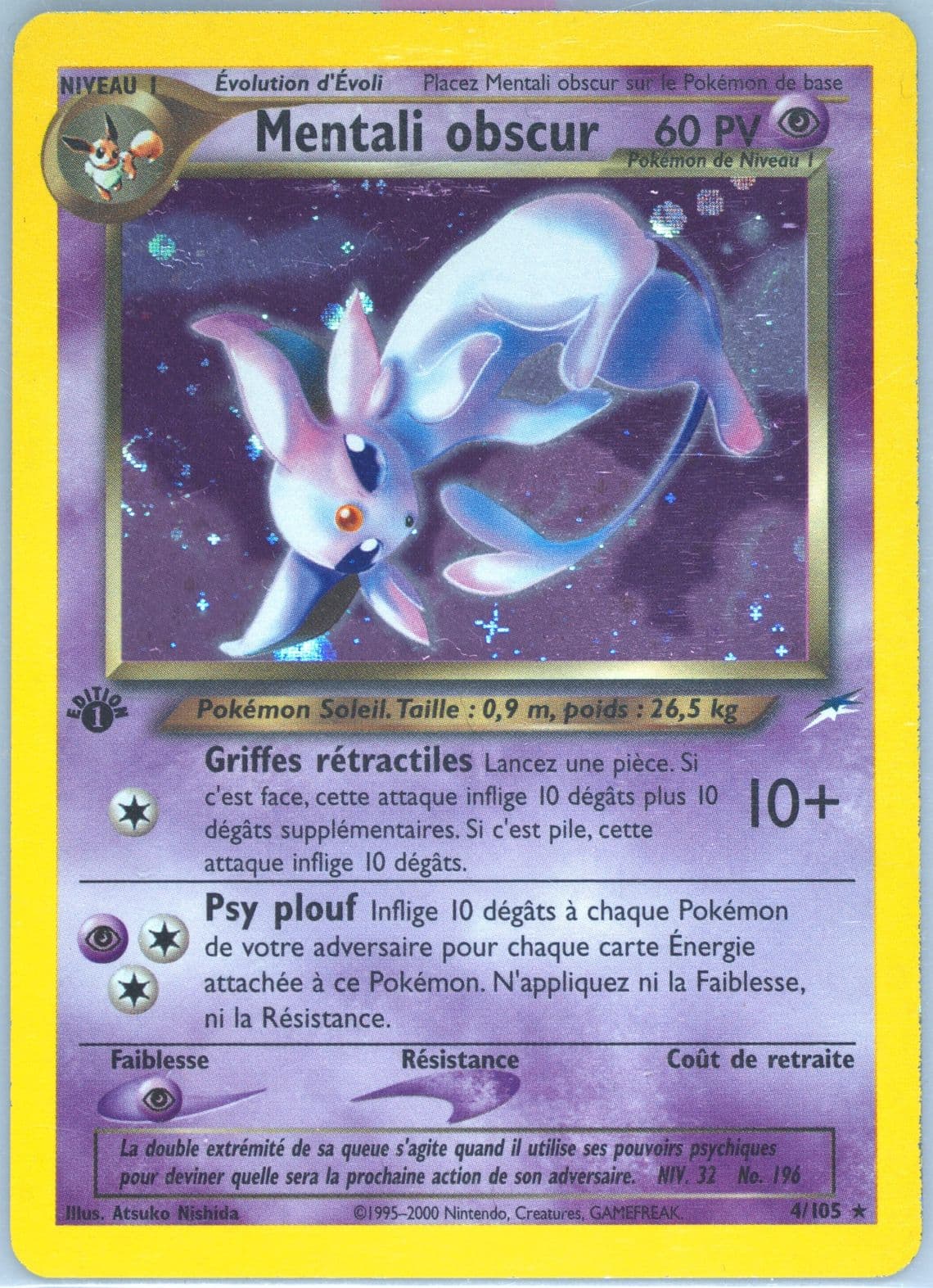 Mentali Obscur-Holo French-1st Edition (4) 2002 Pokemon Neo Destiny