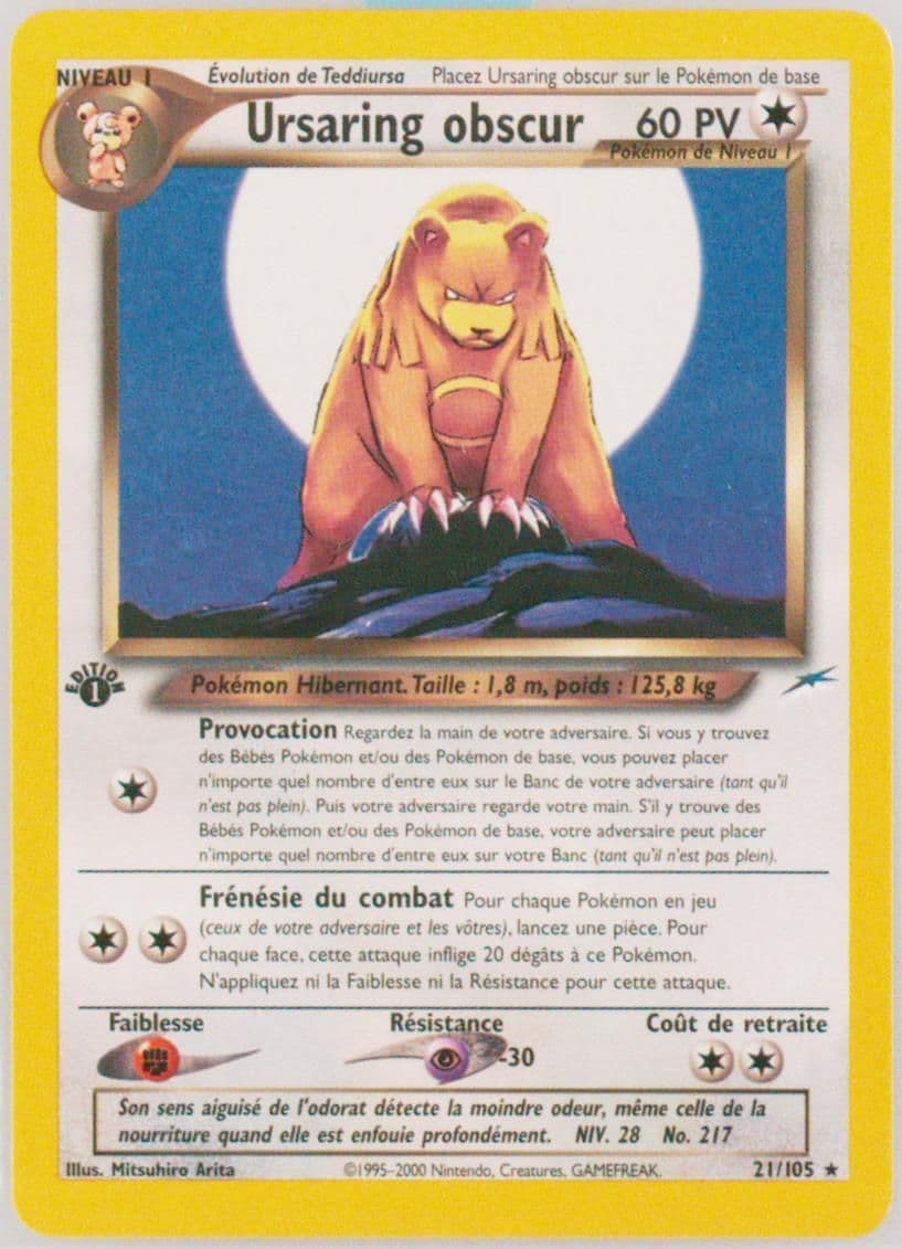 Ursaring Obscur French-1st Edition (21) 2002 Pokemon Neo Destiny