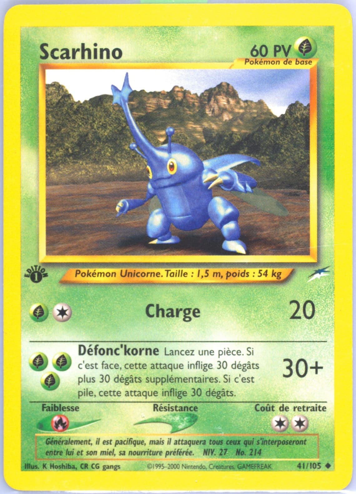 Scarhino French-1st Edition (41) 2002 Pokemon Neo Destiny