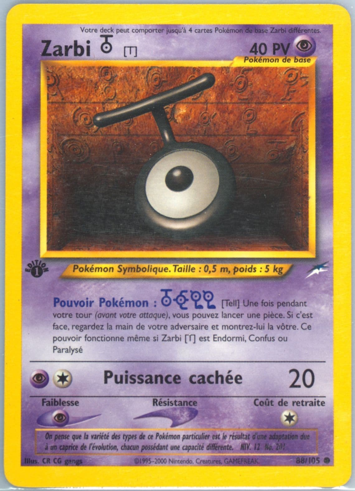Zarbi T French-1st Edition (88) 2002 Pokemon Neo Destiny