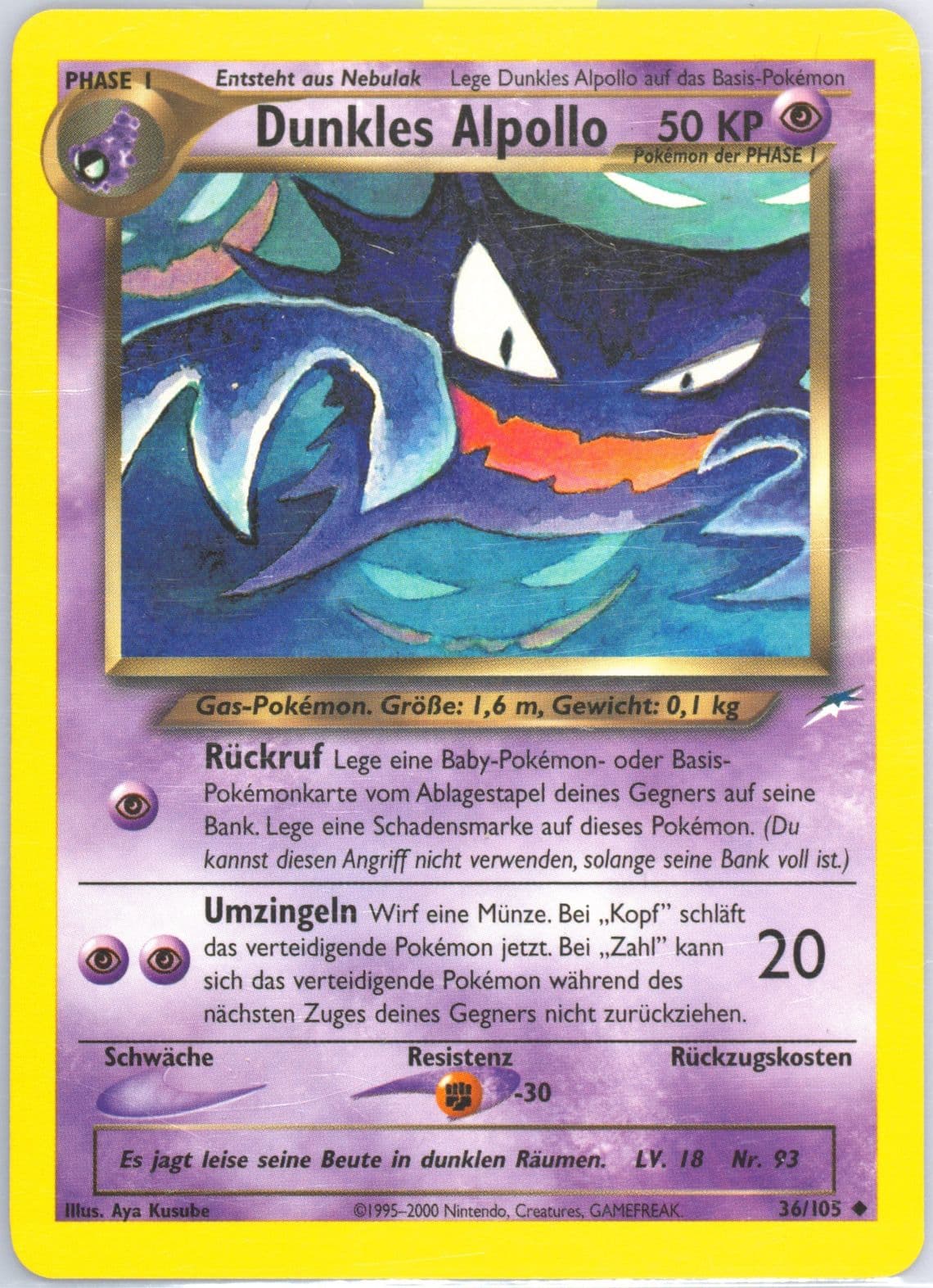 Dunkles Alpollo German (36) 2002 Pokemon Neo Destiny