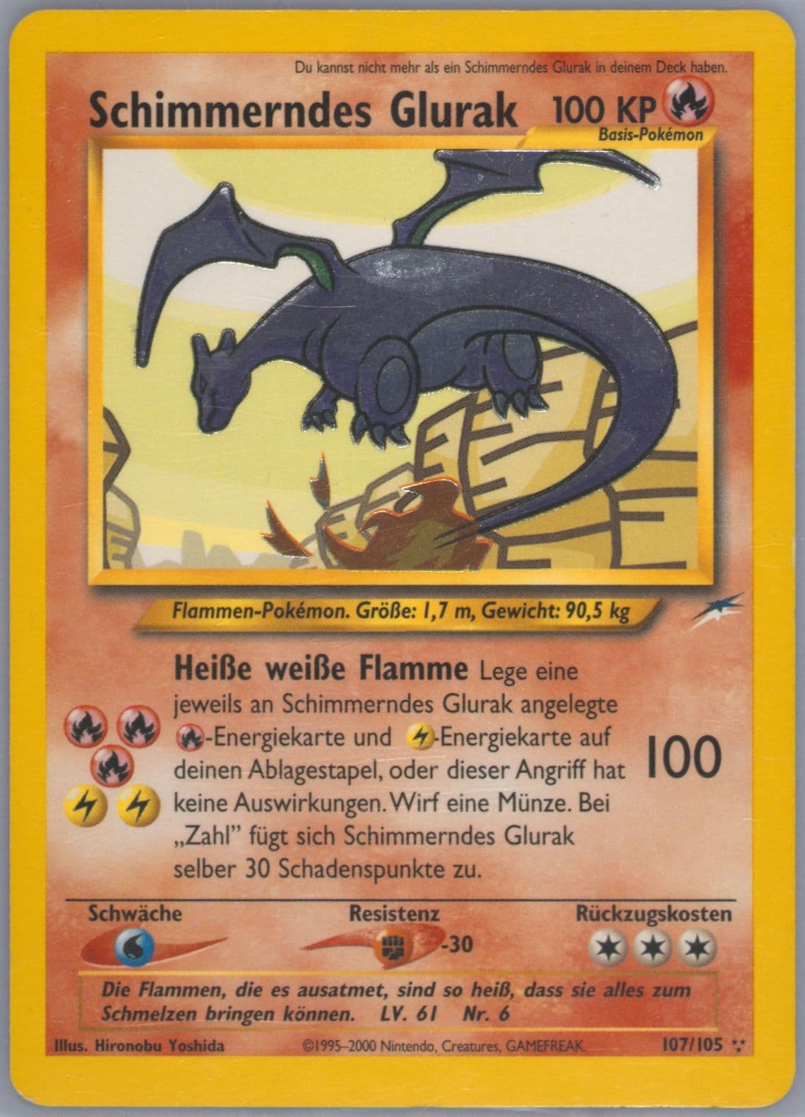Schimmerndes Glurak German (107) 2002 Pokemon Neo Destiny