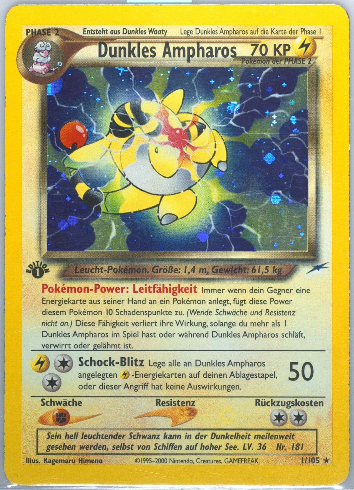 Dunkles Ampharos-Holo German-1st Edition (1) 2002 Pokemon Neo Destiny