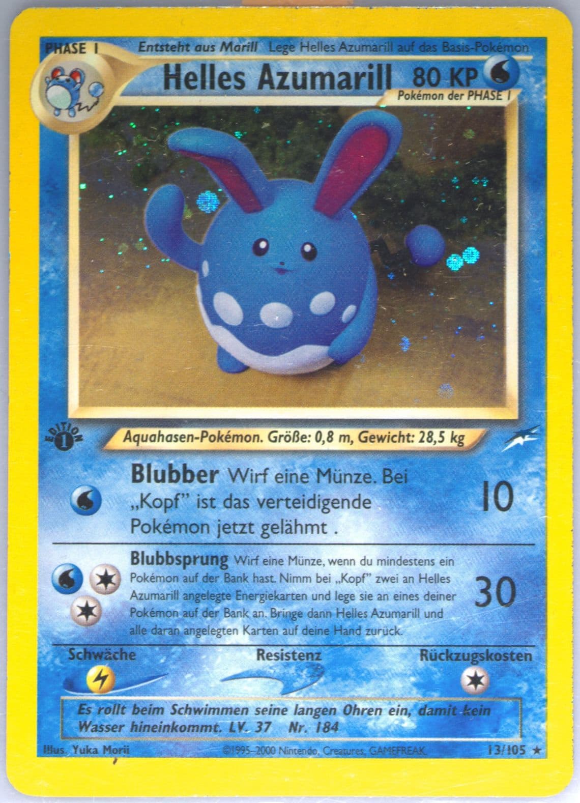 Helles Azumarill-Holo German-1st Edition (13) 2002 Pokemon Neo Destiny