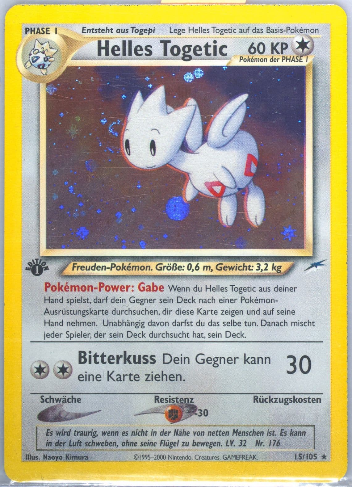 Helles Togetic-Holo German-1st Edition (15) 2002 Pokemon Neo Destiny
