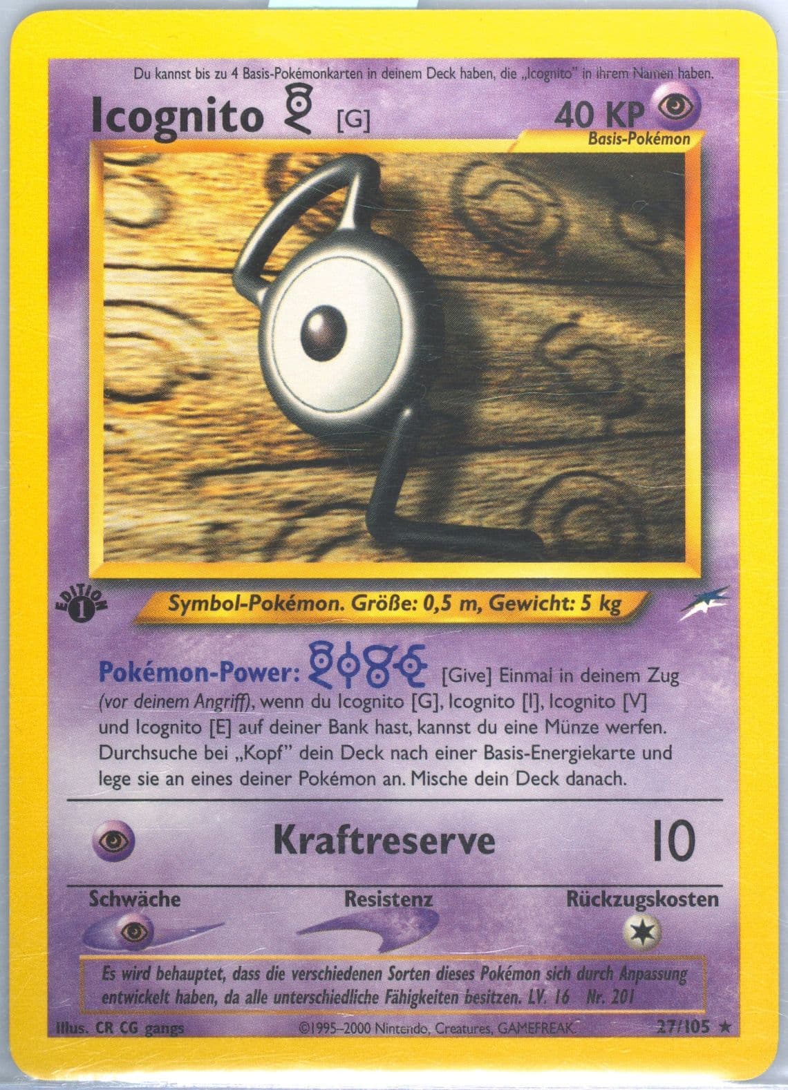 Icognito G German-1st Edition (27) 2002 Pokemon Neo Destiny