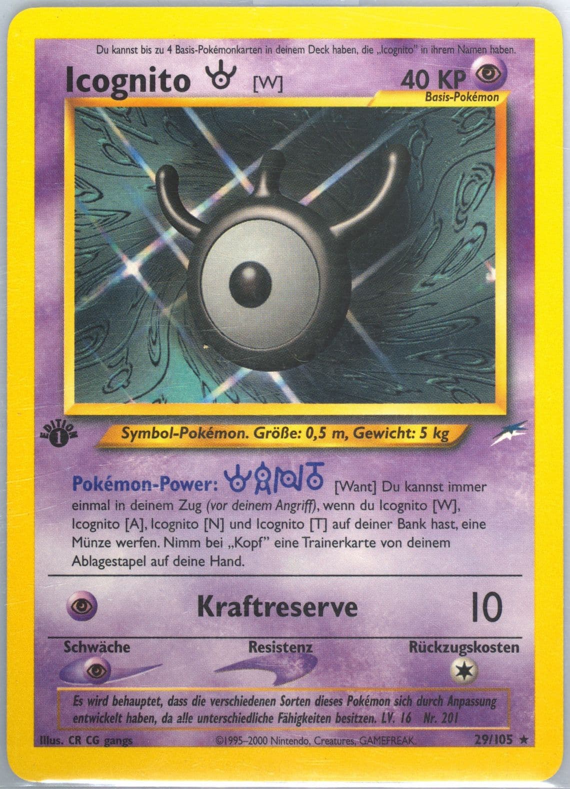 Icognito W German-1st Edition (29) 2002 Pokemon Neo Destiny