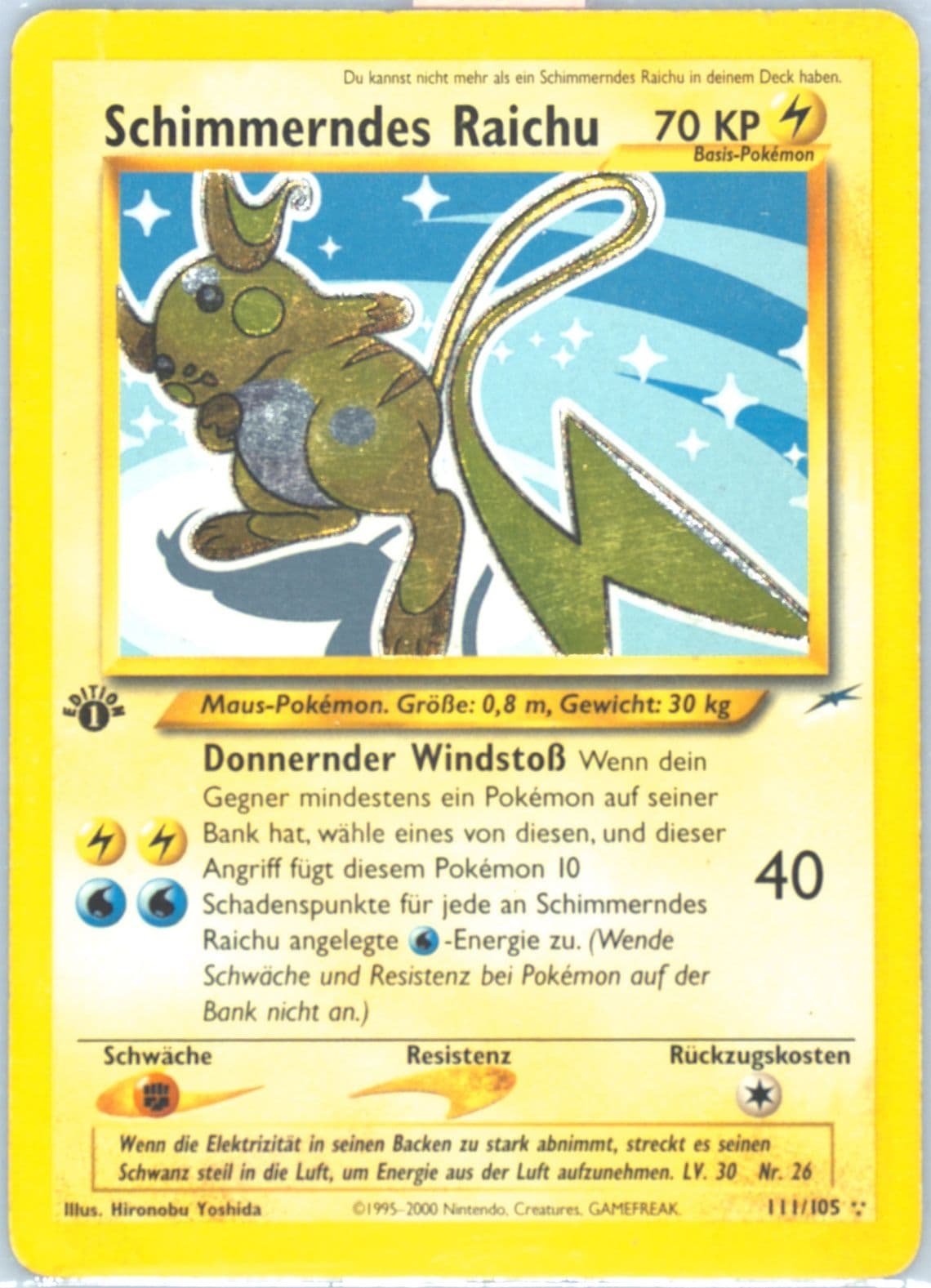 Schimmerndes Raichu German-1st Edition (111) 2002 Pokemon Neo Destiny