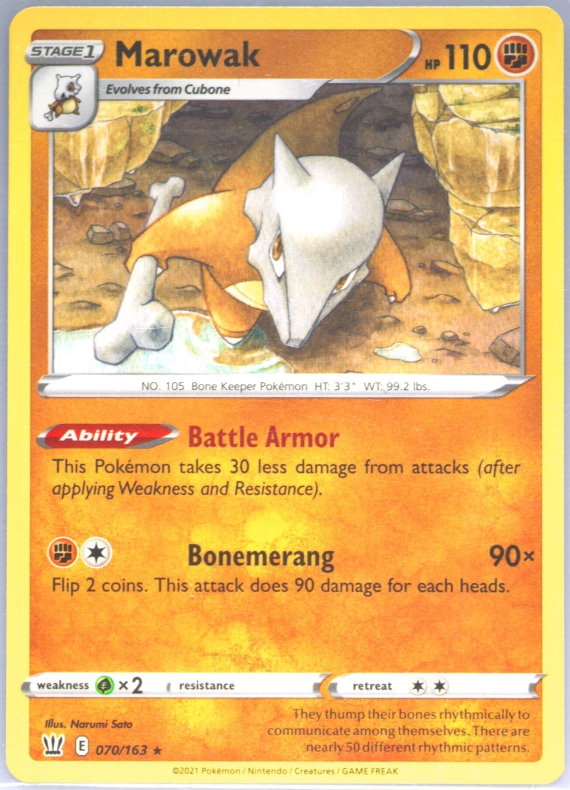 Marowak (070) 2021 Pokemon Sword & Shield Battle Styles