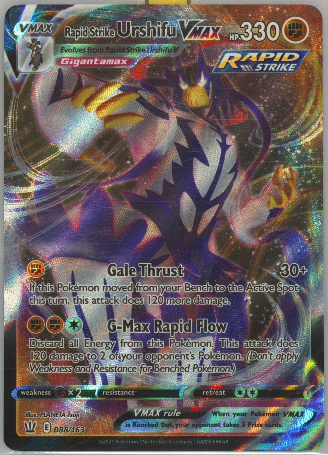 Full Art/Rapid Strike Urshifu Vmax (088) 2021 Pokemon Sword & Shield Battle Styles