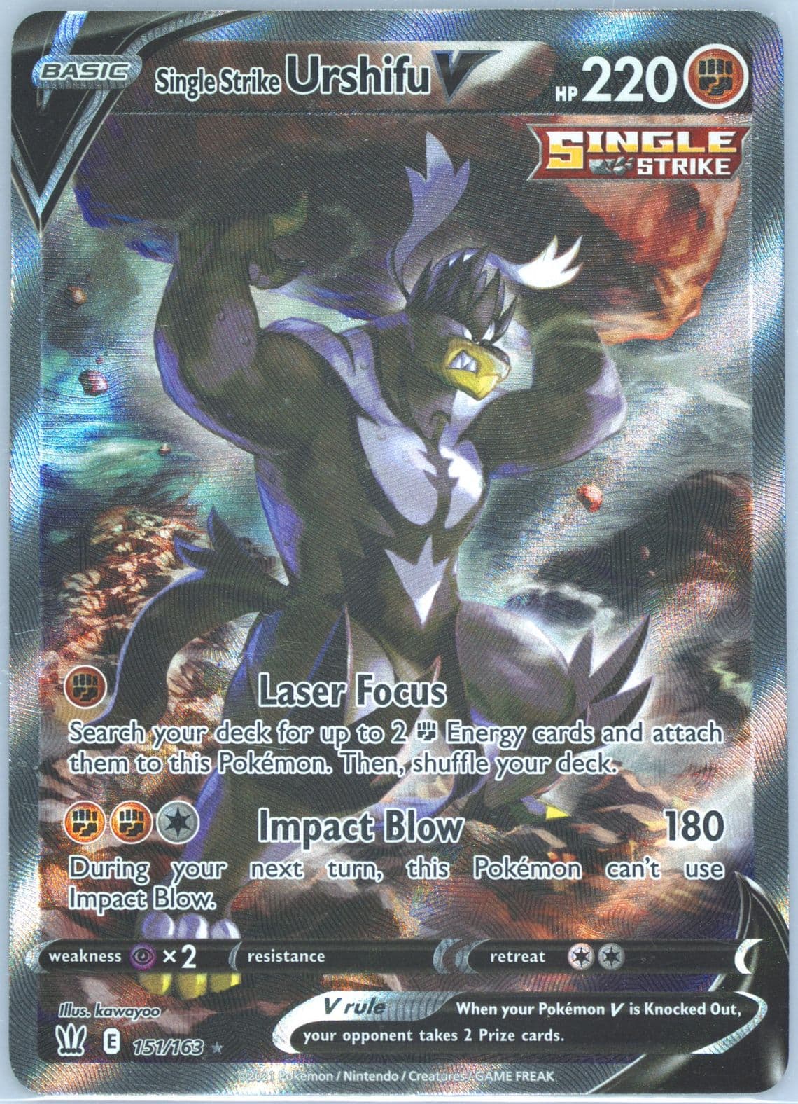 Full Art/Single Strike Urshifu V (151) 2021 Pokemon Sword & Shield Battle Styles