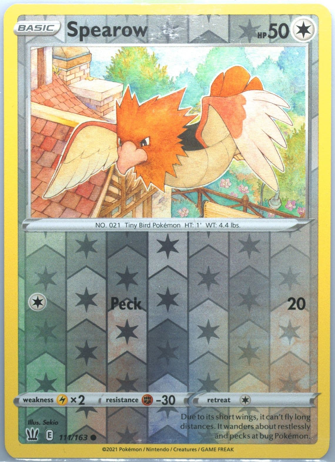 Spearow-Reverse Foil (111) 2021 Pokemon Sword & Shield Battle Styles