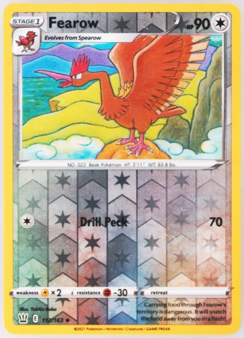 Fearow-Reverse Foil (112) 2021 Pokemon Sword & Shield Battle Styles
