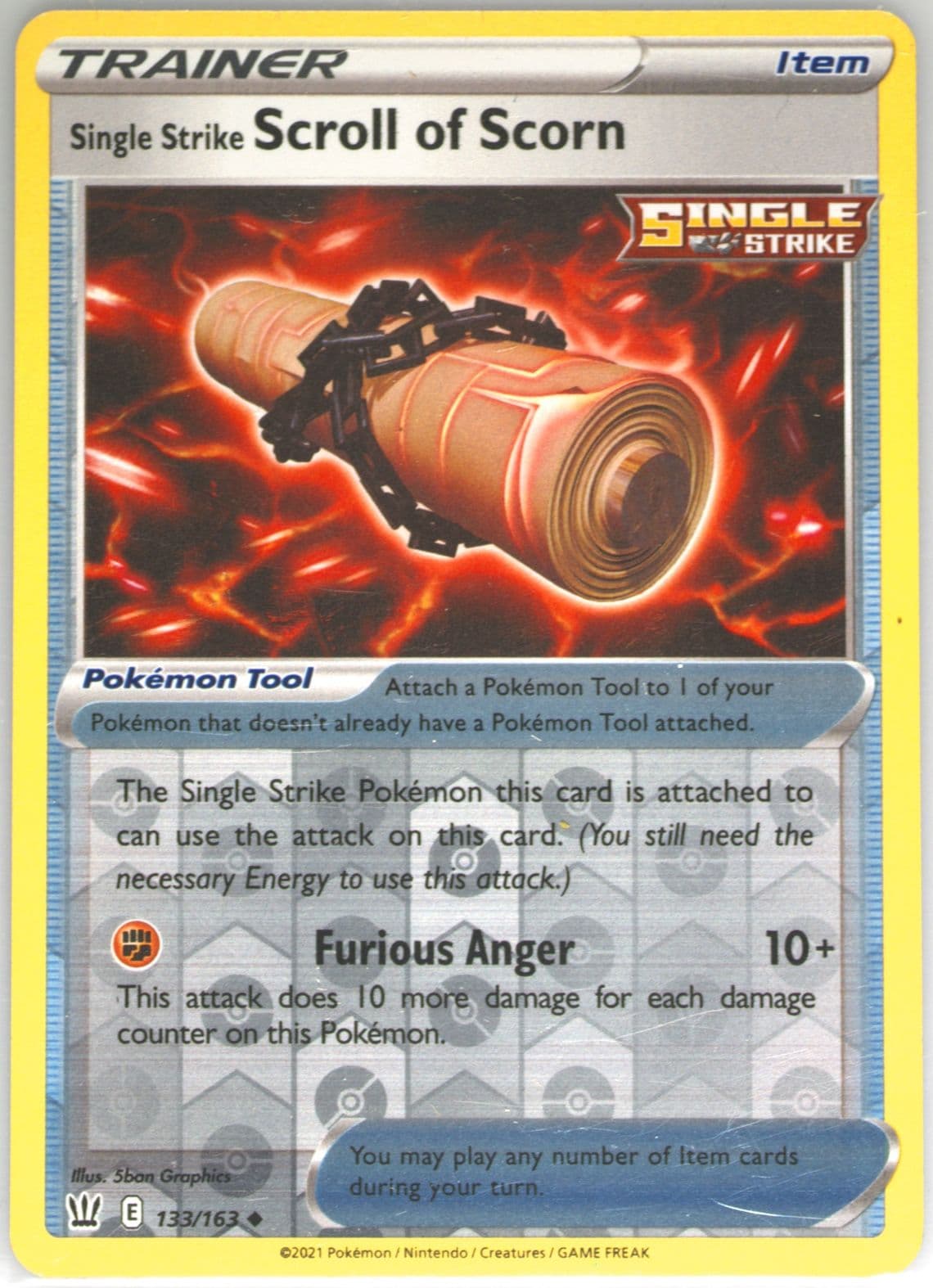 Single Strike Scroll of Scorn-Reverse Foil (133) 2021 Pokemon Sword & Shield Battle Styles