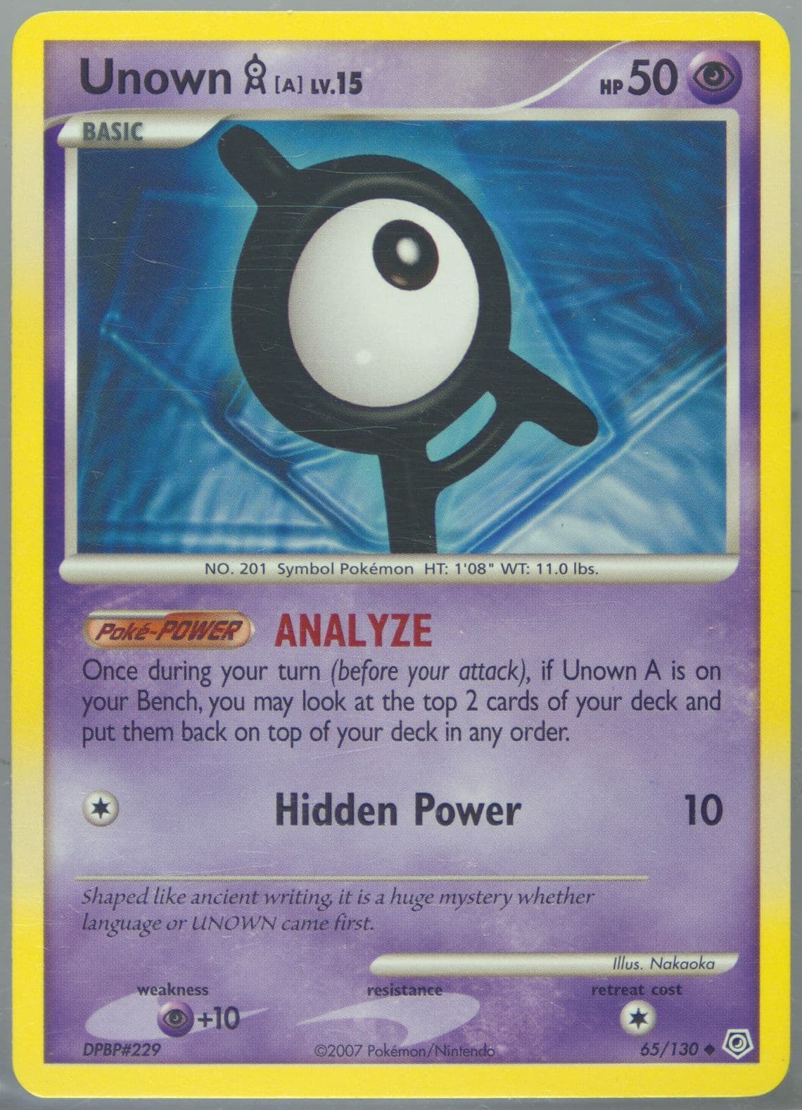Unown A (65) 2007 Pokemon Diamond & Pearl