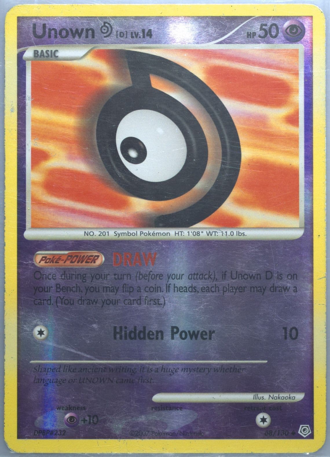 Unown D-Reverse Foil (68) 2007 Pokemon Diamond & Pearl