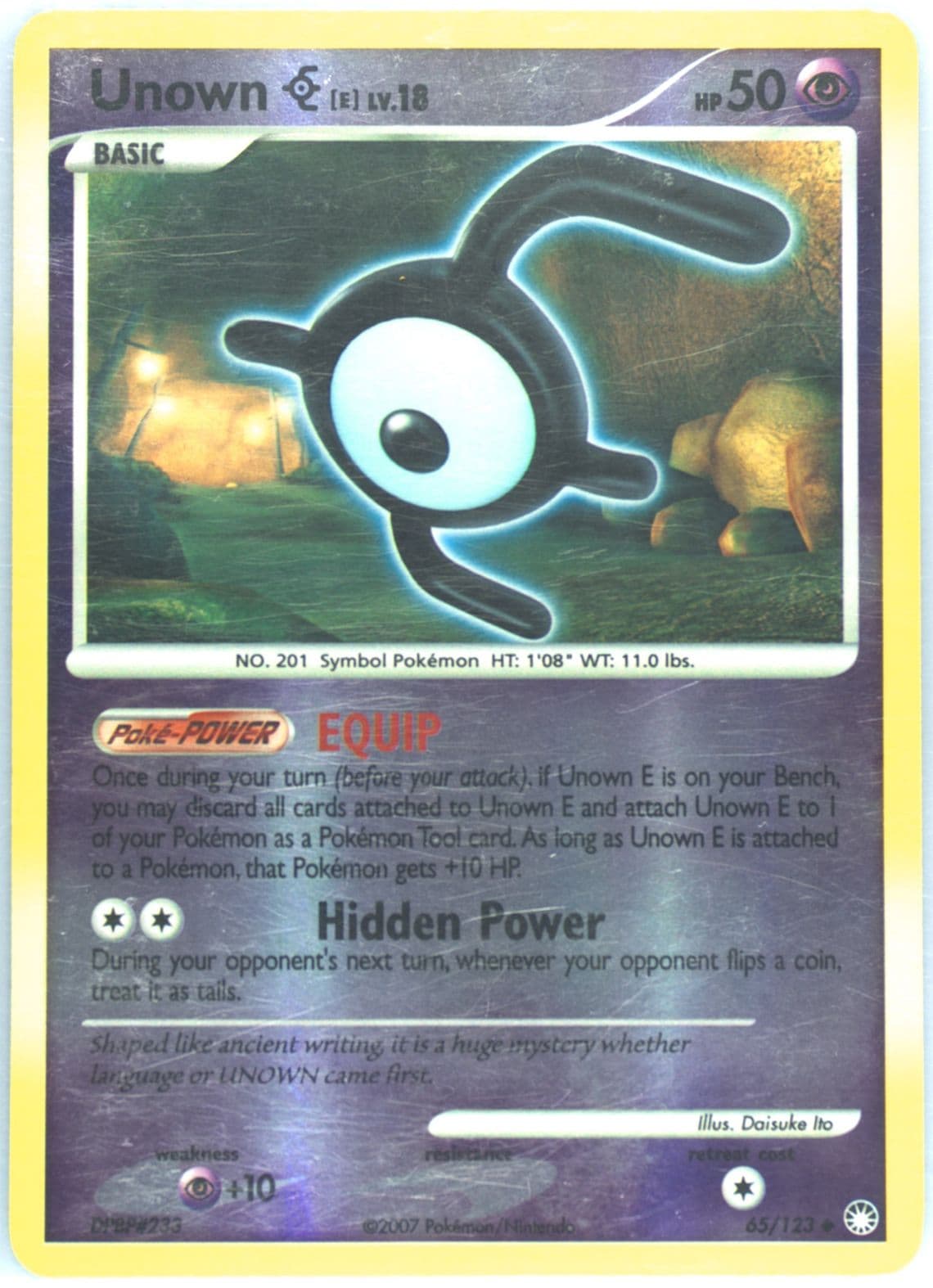 Unown E-Reverse Foil (65) 2007 Pokemon Diamond & Pearl Mysterious Treasures