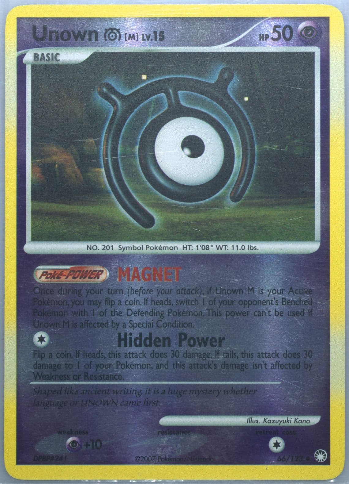 Unown M-Reverse Foil (66) 2007 Pokemon Diamond & Pearl Mysterious Treasures