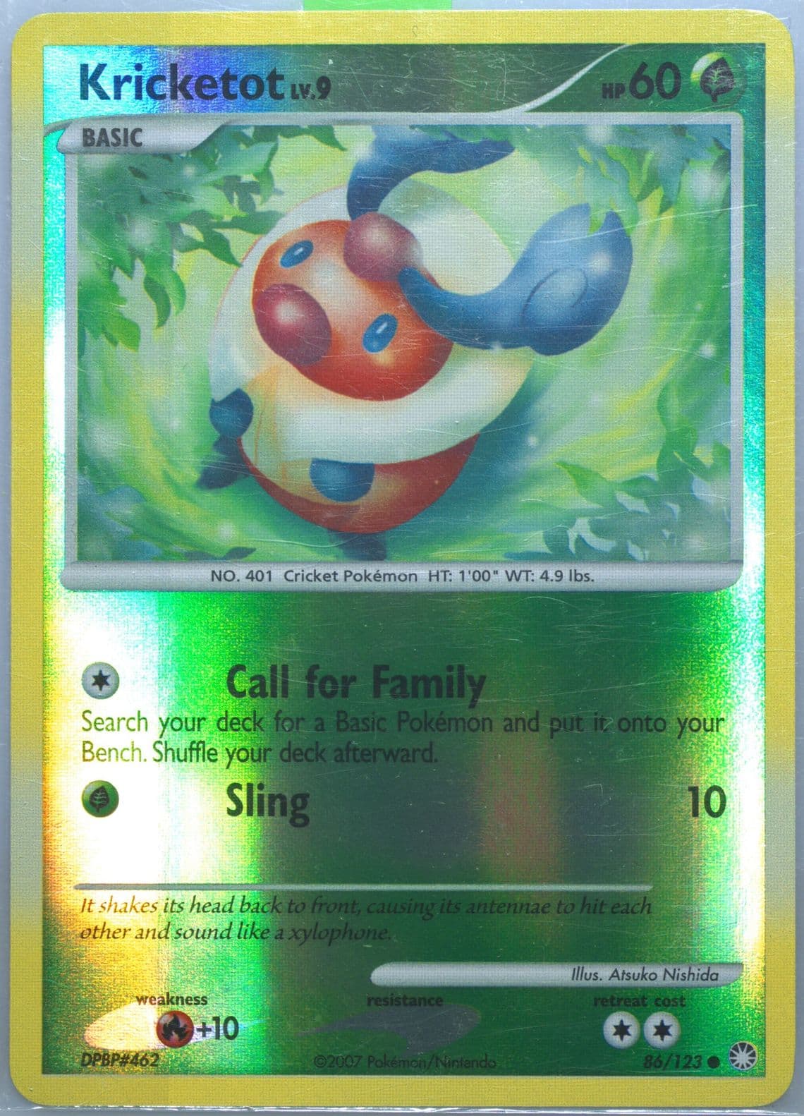 Kricketot-Reverse Foil (86) 2007 Pokemon Diamond & Pearl Mysterious Treasures