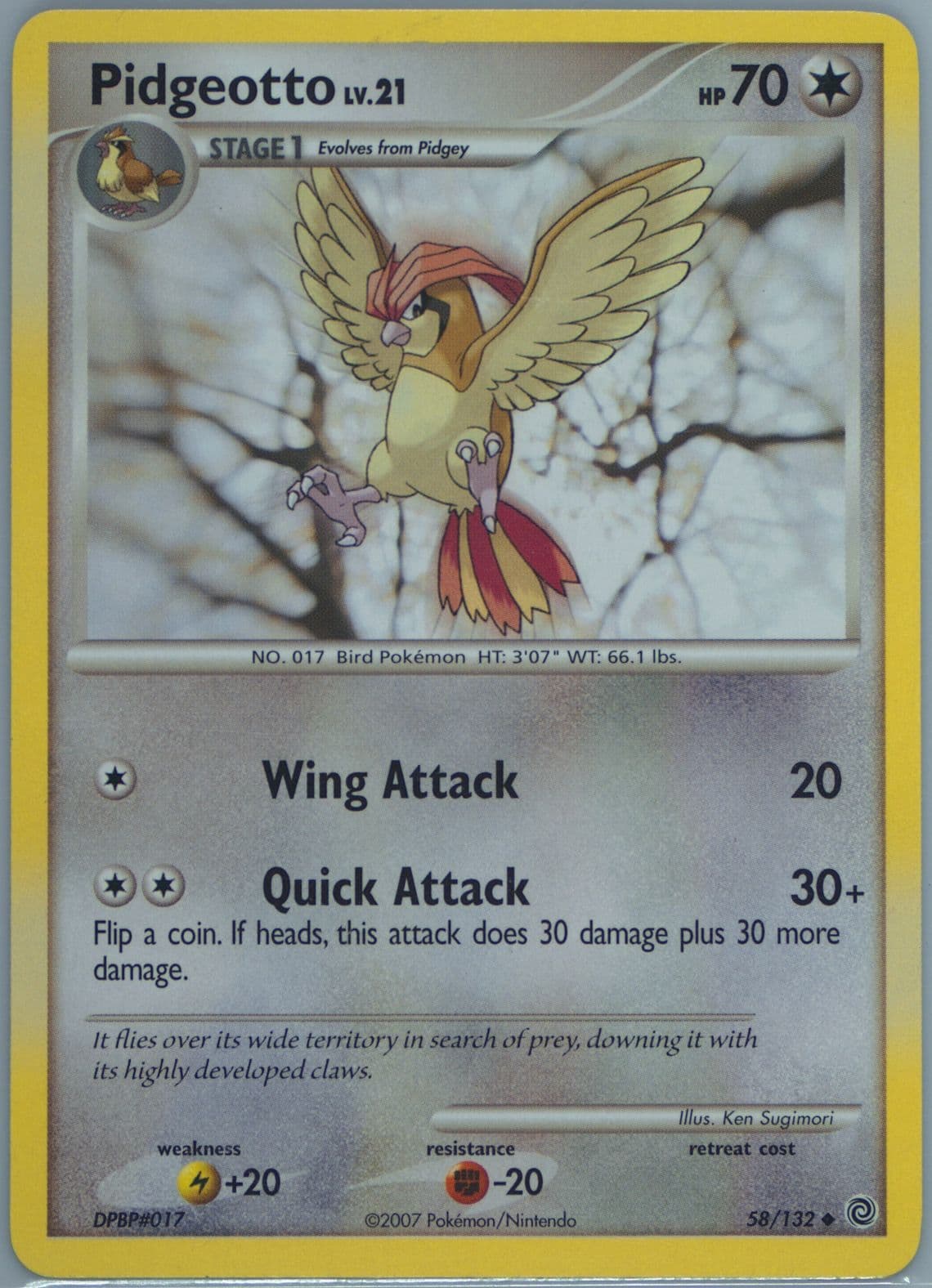 Pidgeotto (58) 2007 Pokemon Diamond & Pearl Secret Wonders