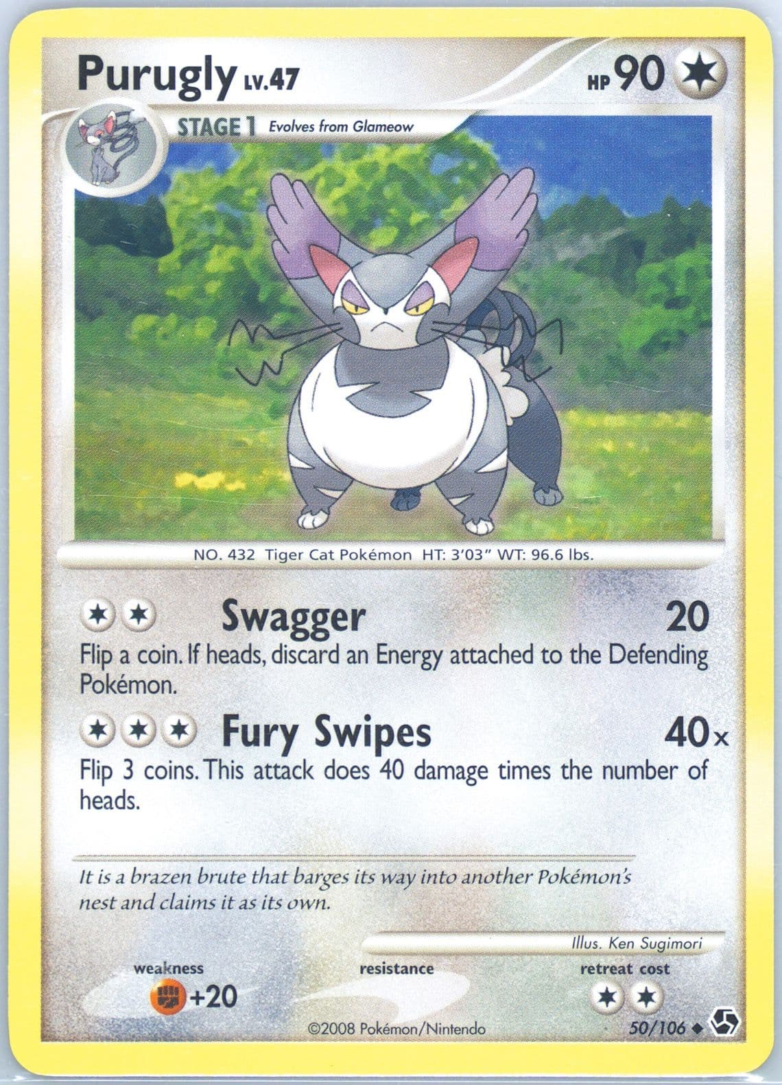 Purugly (50) 2008 Pokemon Diamond & Pearl Great Encounters