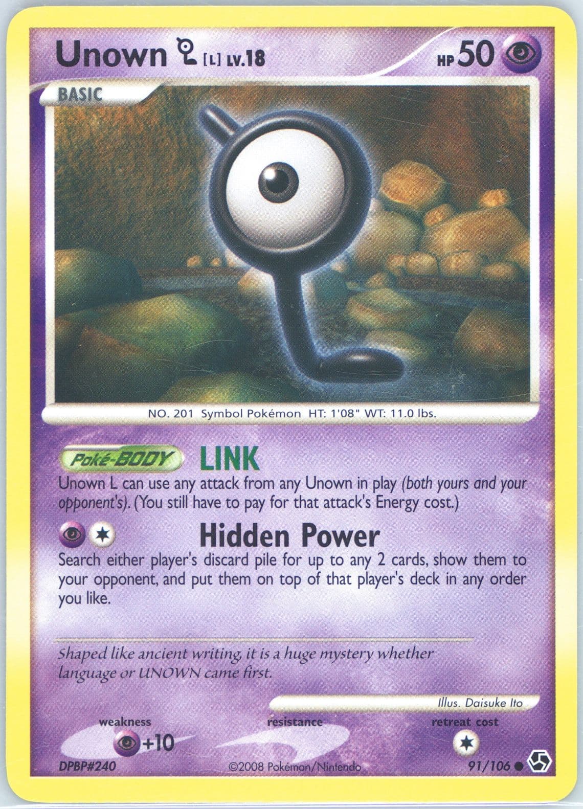 Unown L (91) 2008 Pokemon Diamond & Pearl Great Encounters