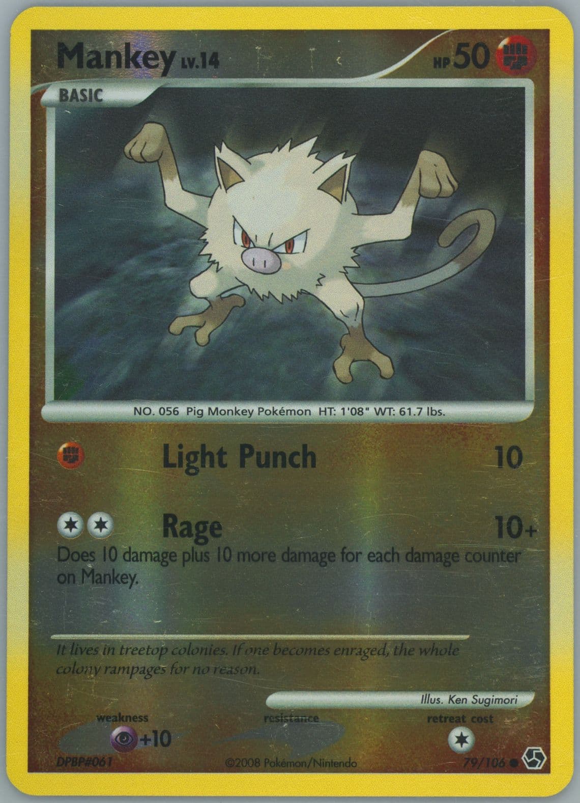 Mankey-Reverse Foil (79) 2008 Pokemon Diamond & Pearl Great Encounters