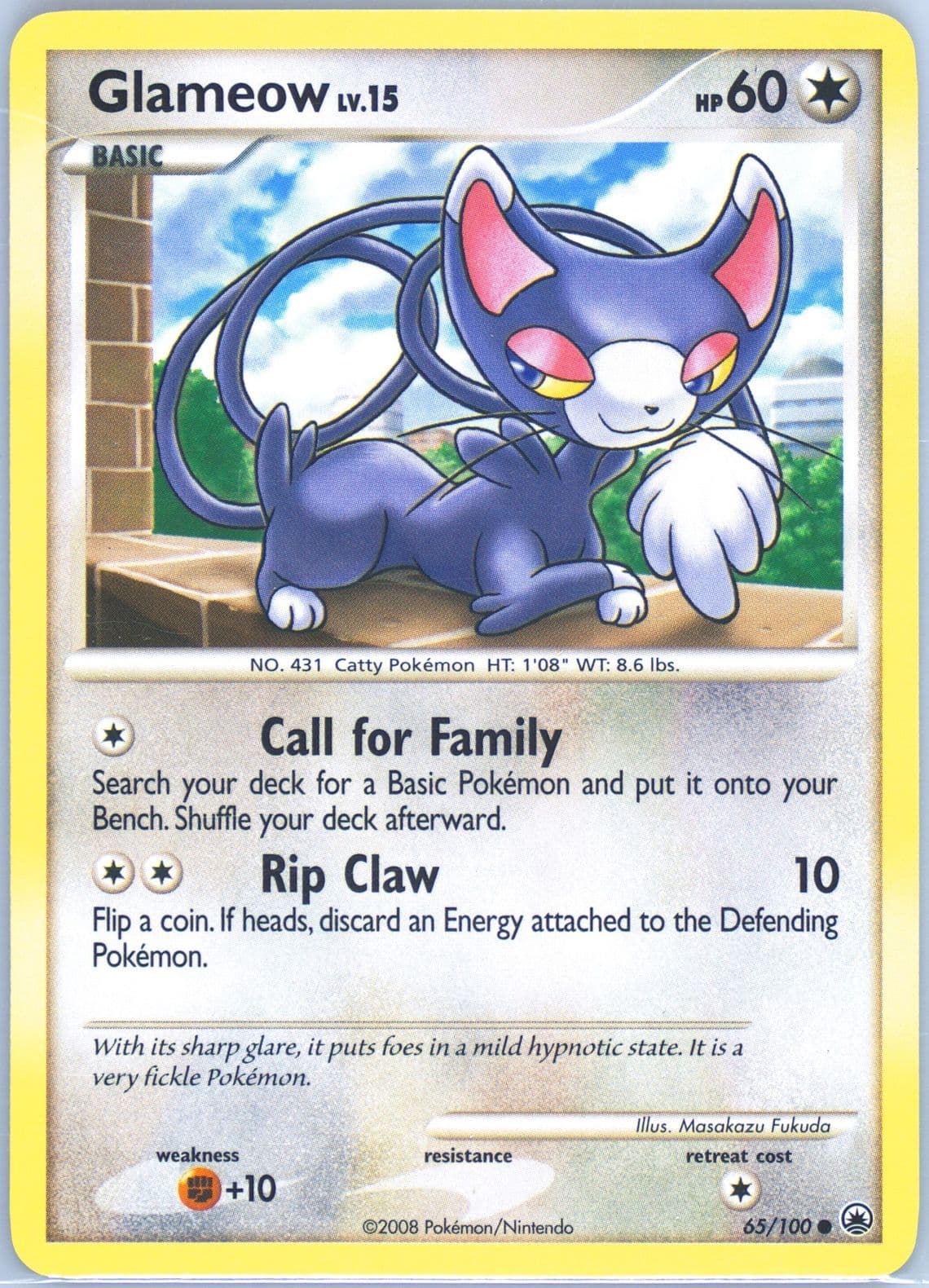 Glameow (65) 2008 Pokemon Diamond & Pearl Majestic Dawn