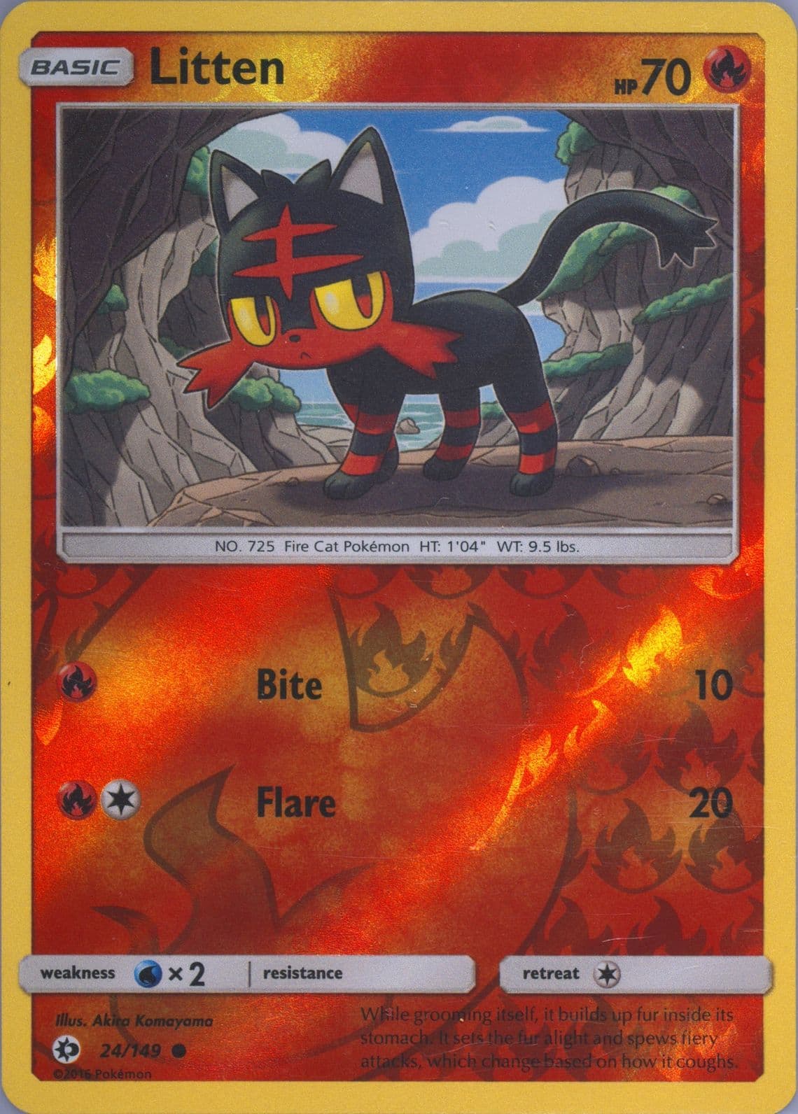 Litten-Reverse Foil (24) 2017 Pokemon Sun & Moon