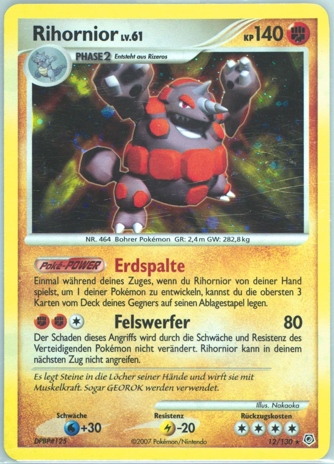 Rihornior-Holo German (12) 2007 Pokemon Diamond & Pearl