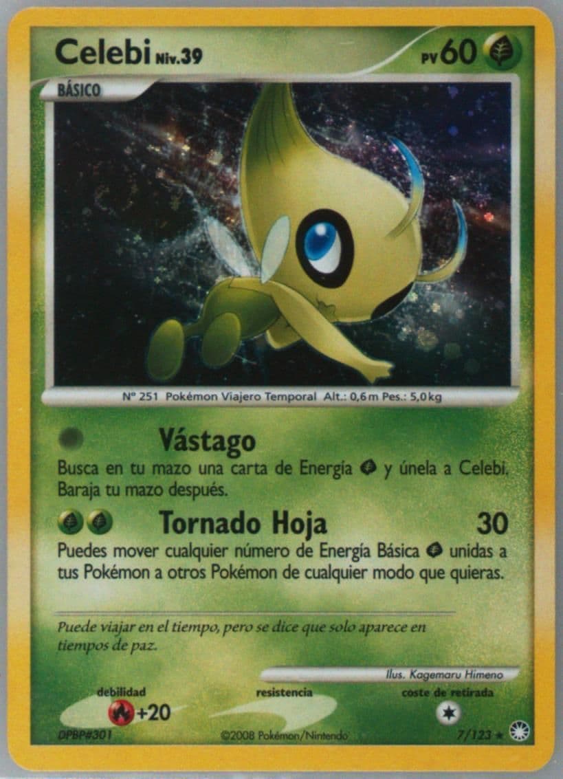 Celebi-Holo Spanish (7) 2007 Pokemon Diamond & Pearl Mysterious Treasures