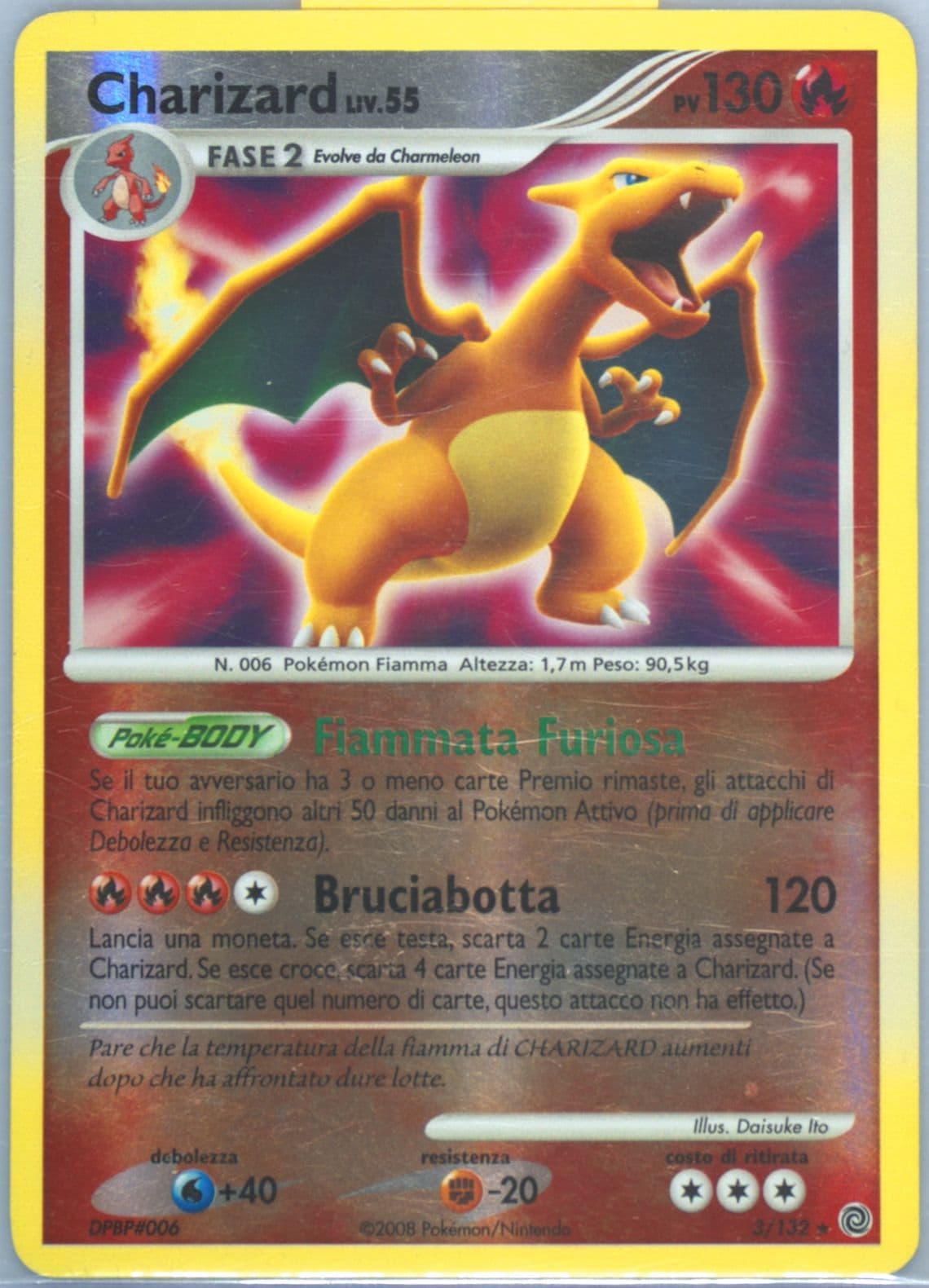 Charizard-Reverse Foil Italian (3) 2007 Pokemon Diamond & Pearl Secret Wonders