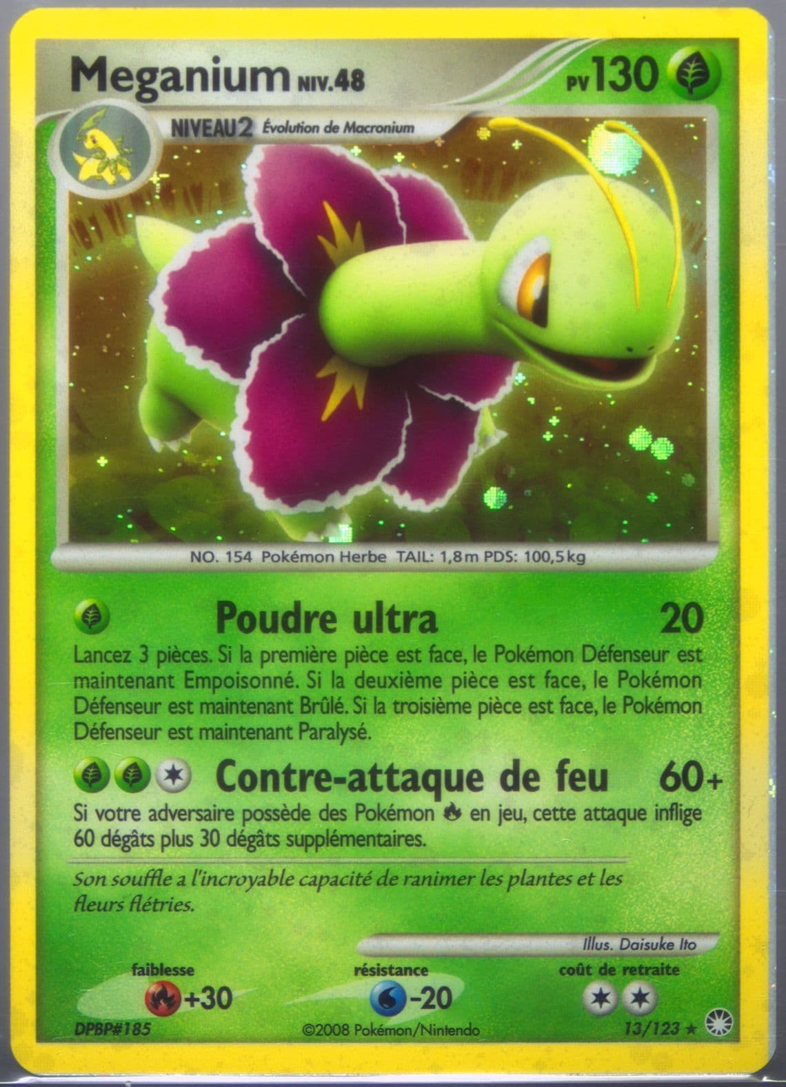 Meganium-Holo (13) 2008 Pokemon French Diamond & Pearl Mysterious Treasures