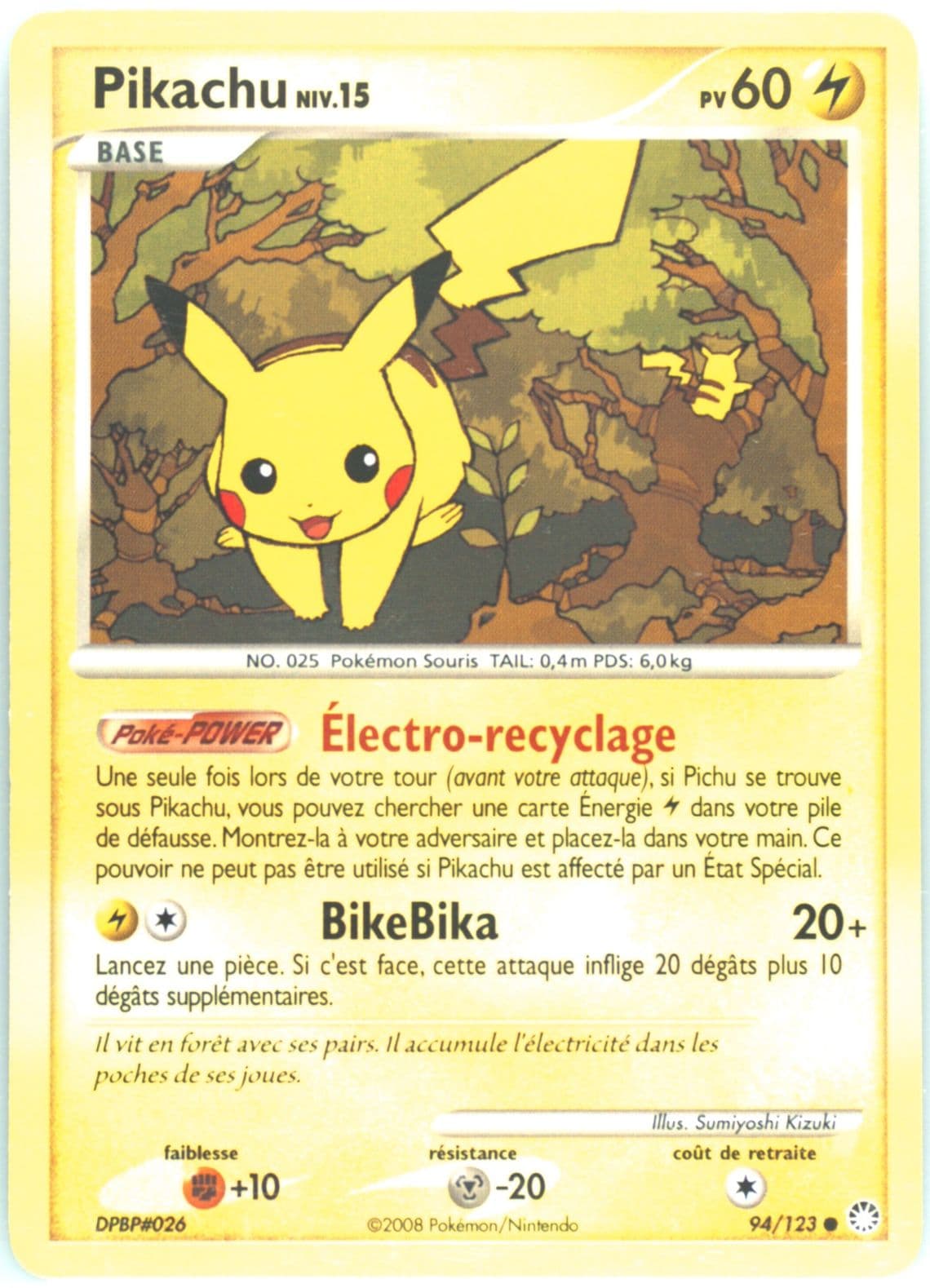 Pikachu (94) 2008 Pokemon French Diamond & Pearl Mysterious Treasures