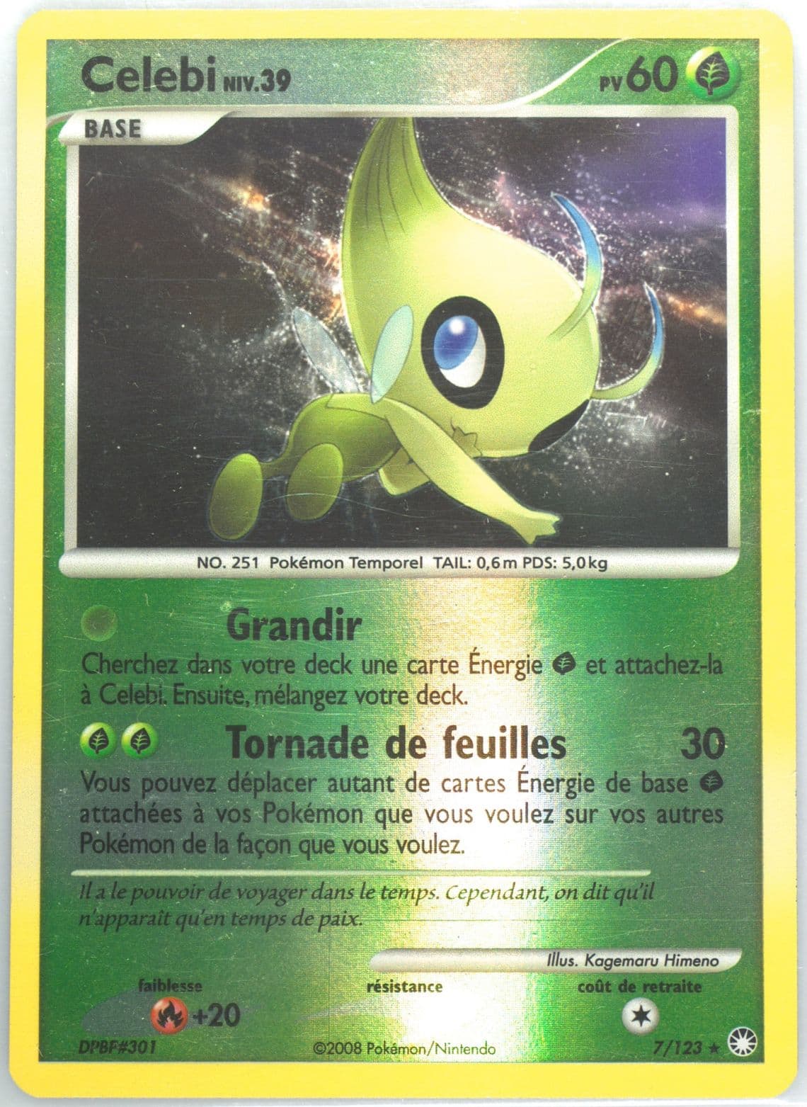 Celebi-Reverse Foil (7) 2008 Pokemon French Diamond & Pearl Mysterious Treasures
