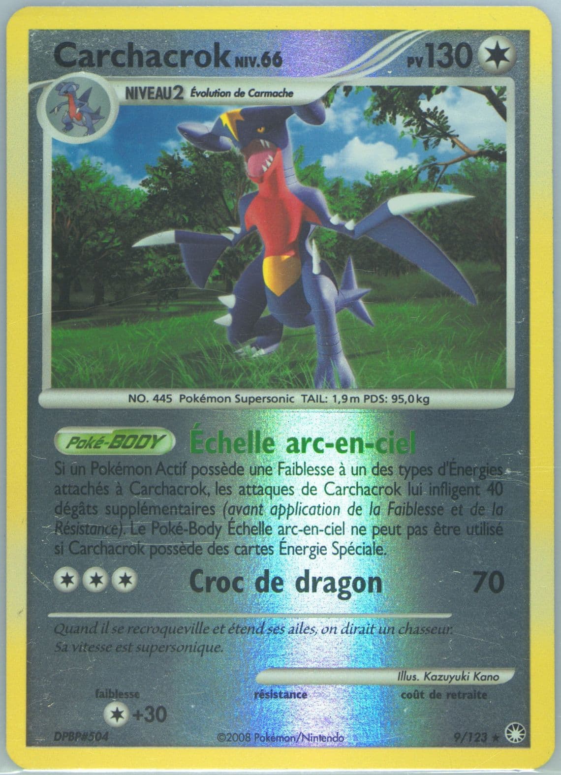 Carchacrok-Reverse Foil (9) 2008 Pokemon French Diamond & Pearl Mysterious Treasures