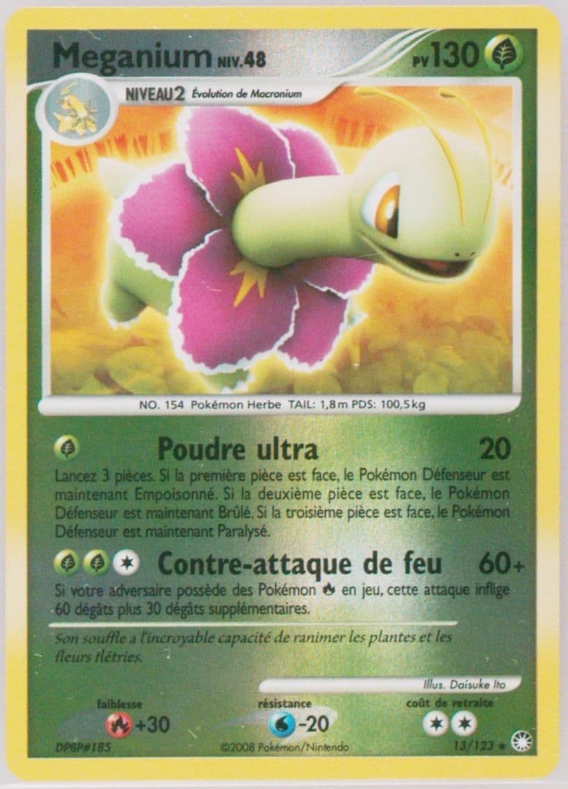 Meganium-Reverse Foil (13) 2008 Pokemon French Diamond & Pearl Mysterious Treasures
