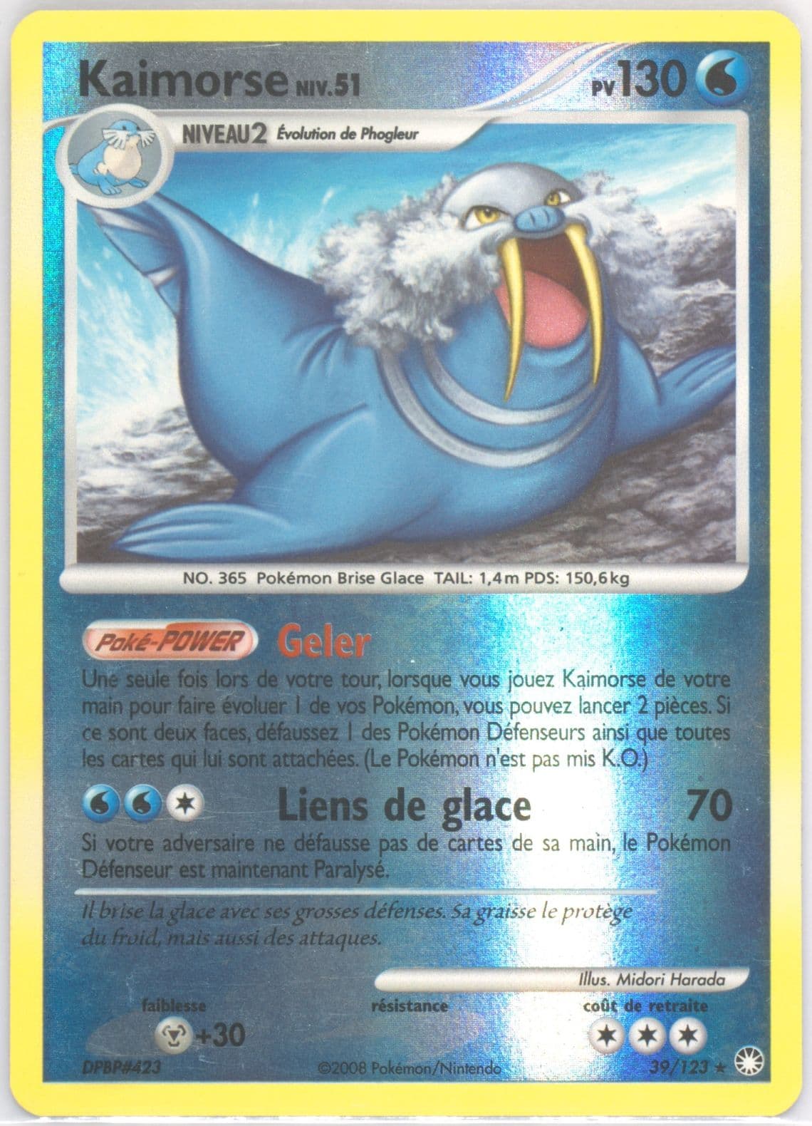 Kaimorse-Reverse Foil (39) 2008 Pokemon French Diamond & Pearl Mysterious Treasures