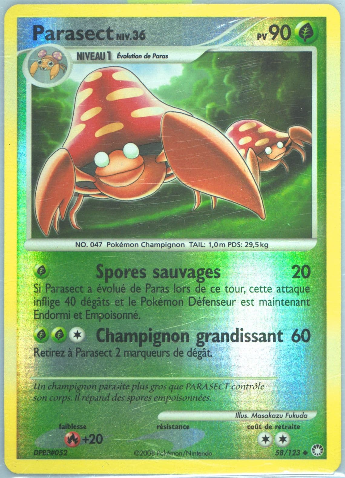 Parasect-Reverse Foil (58) 2008 Pokemon French Diamond & Pearl Mysterious Treasures