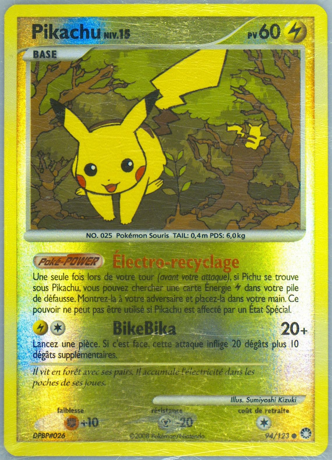 Pikachu-Reverse Foil (94) 2008 Pokemon French Diamond & Pearl Mysterious Treasures
