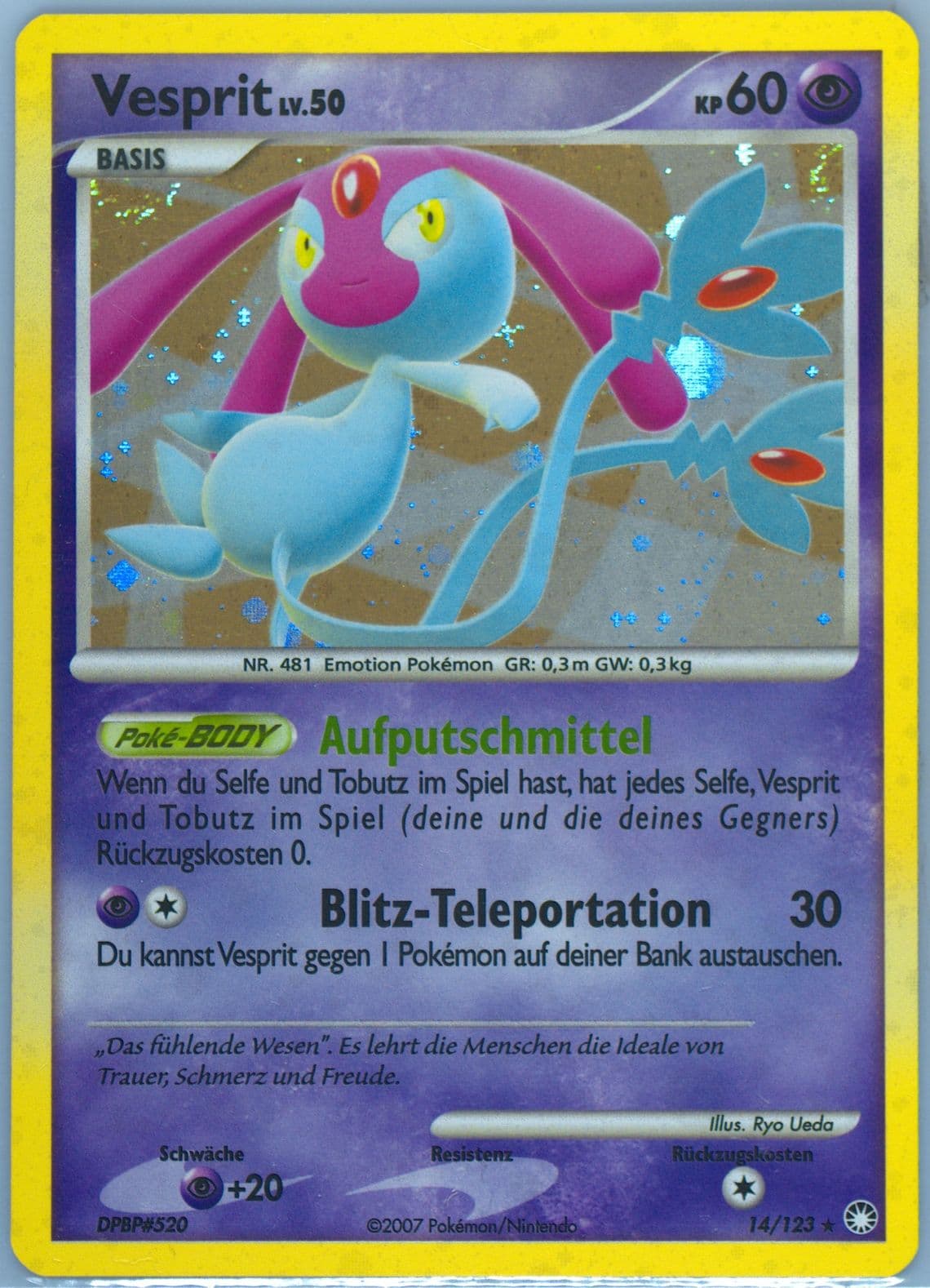 Vesprit-Holo German (14) 2007 Pokemon Diamond & Pearl Mysterious Treasures