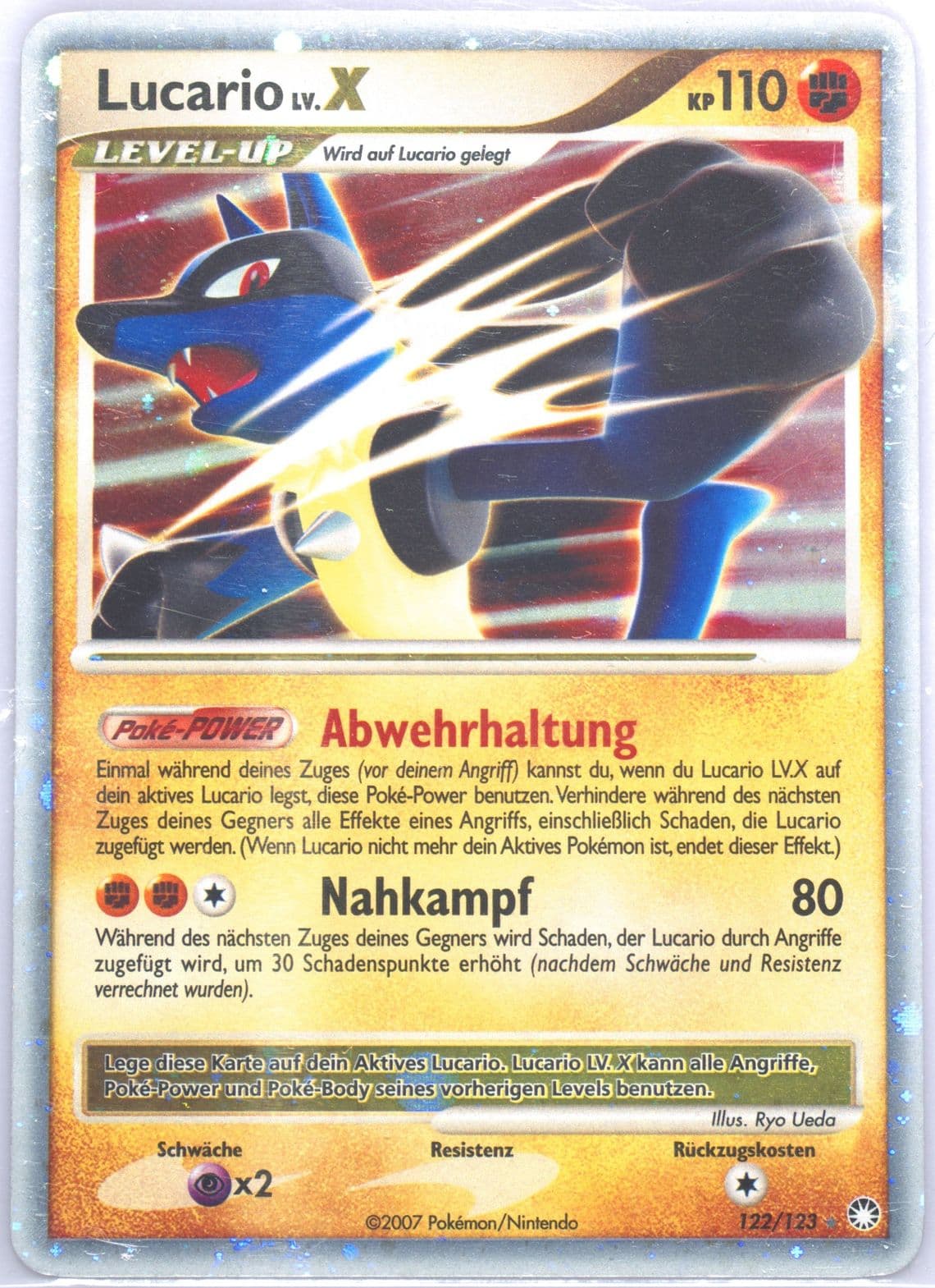 Lucario LV. X-Holo German (122) 2007 Pokemon Diamond & Pearl Mysterious Treasures