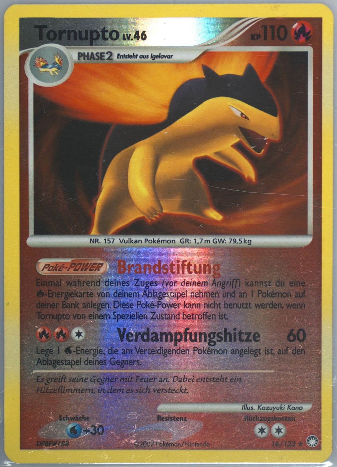 Tornupto-Reverse Foil German (16) 2007 Pokemon Diamond & Pearl Mysterious Treasures